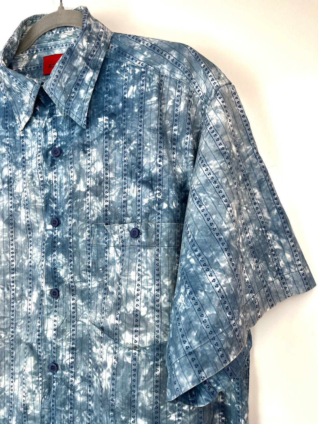 Camicia Vintage Tie Dye Azzurra in Cotone 100%