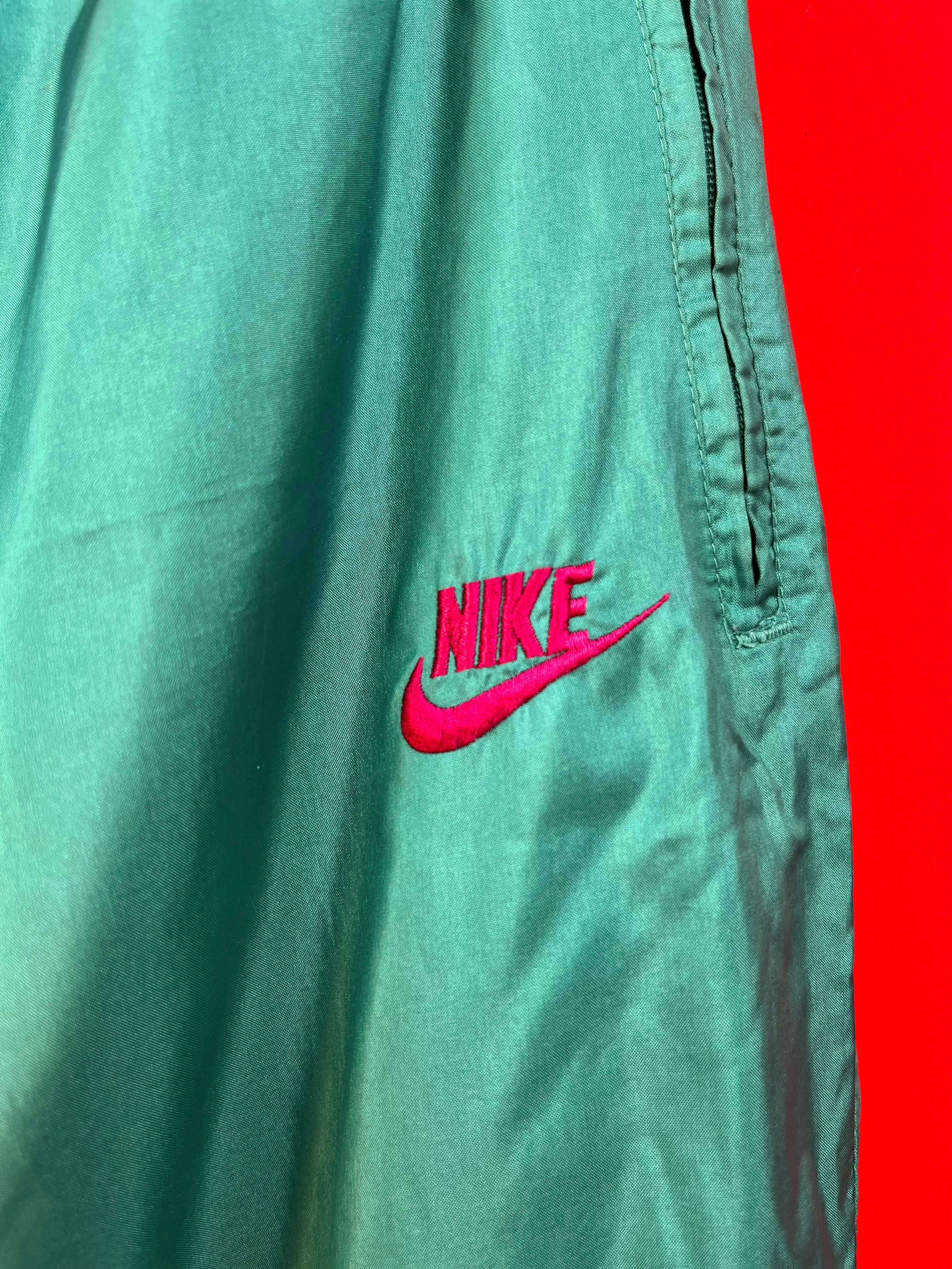 Nike Vintage Track Pants Verde Y2K Logo Rosa