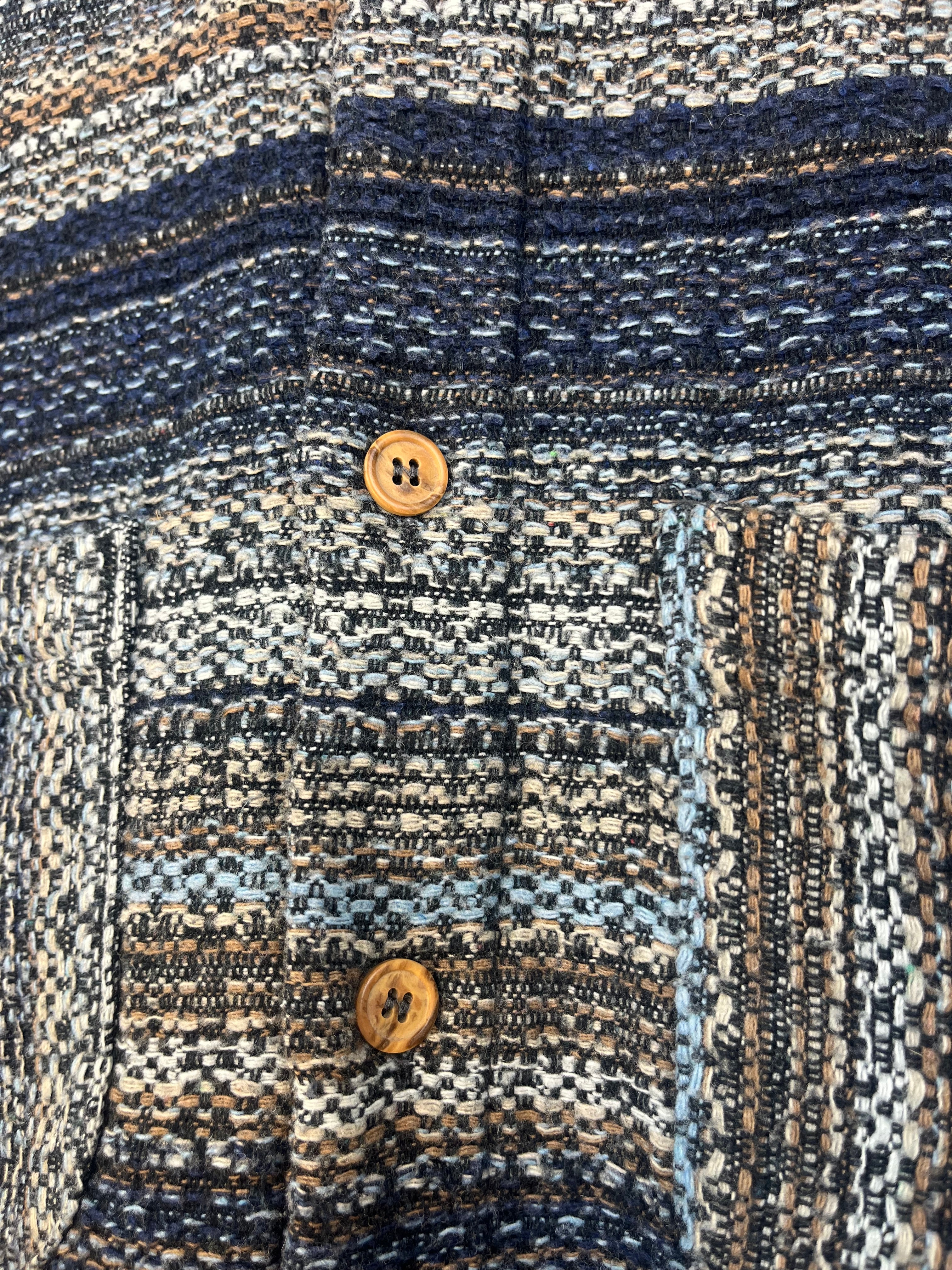 Vintage Italian Textured Shirt Jacket – Blue Pattern