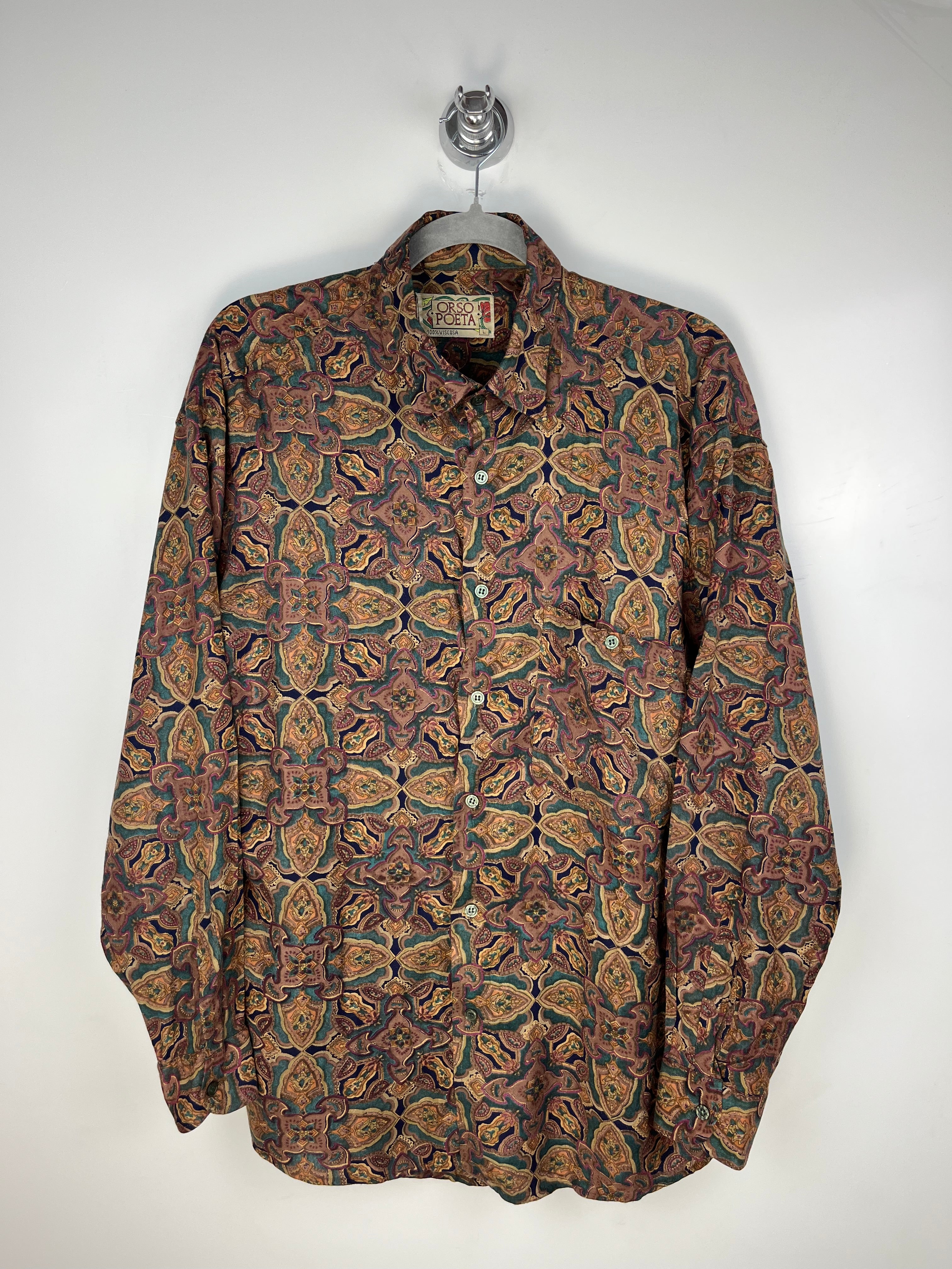 Orso Poeta Vintage Pattern Shirt 100% Viscose