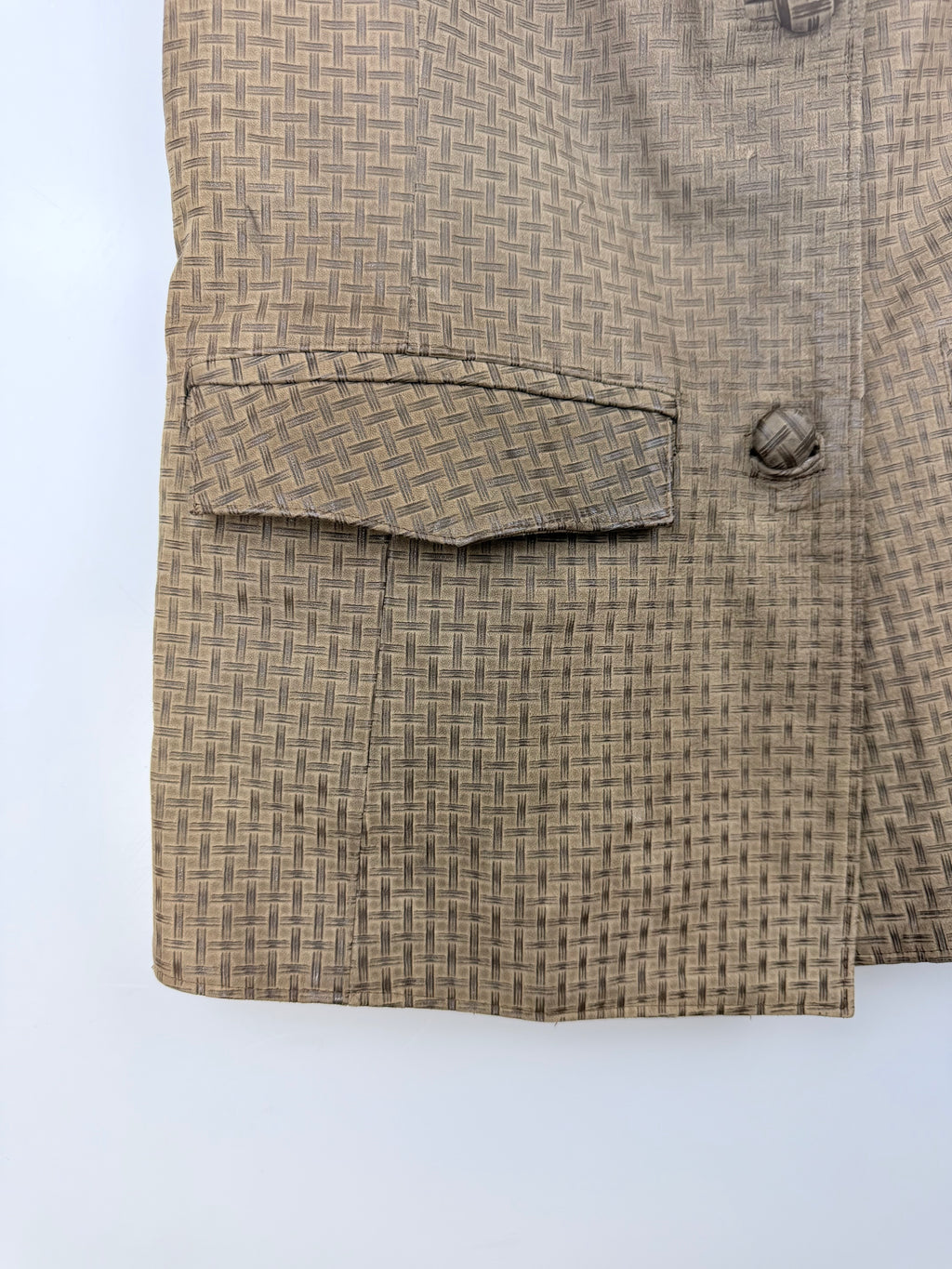 Gilet vintage in vera pelle fantasia geometrica – Made in Italy
