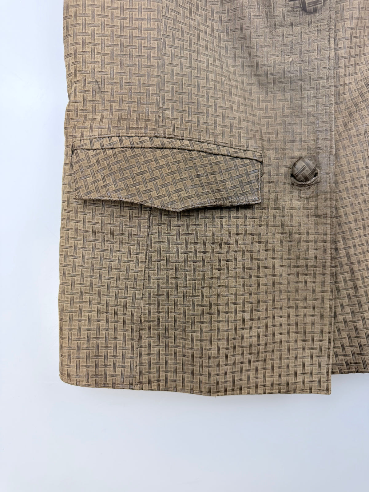 Gilet vintage in vera pelle fantasia geometrica – Made in Italy