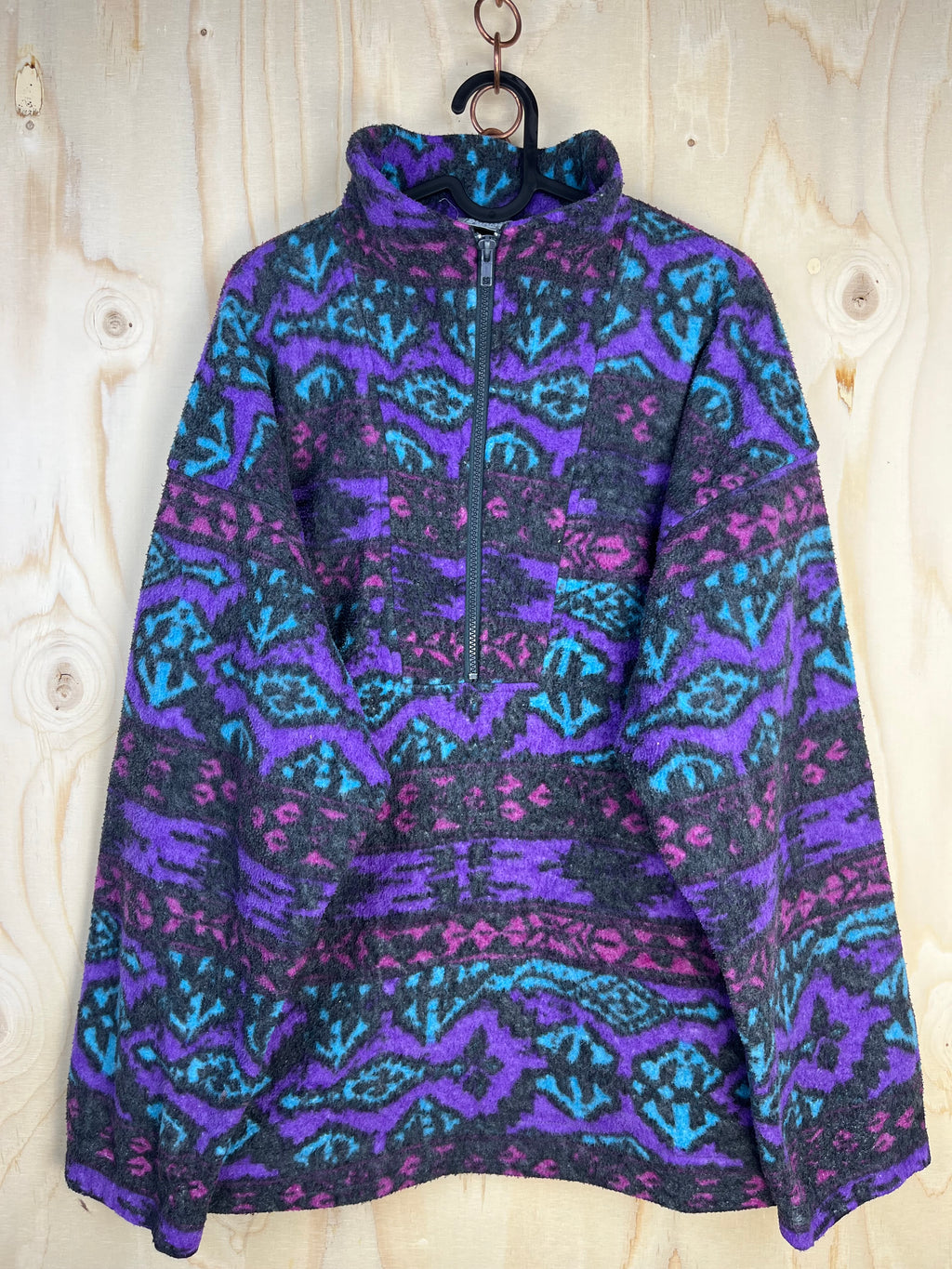 90s Abstract Fleece Quarter Zip Pullover