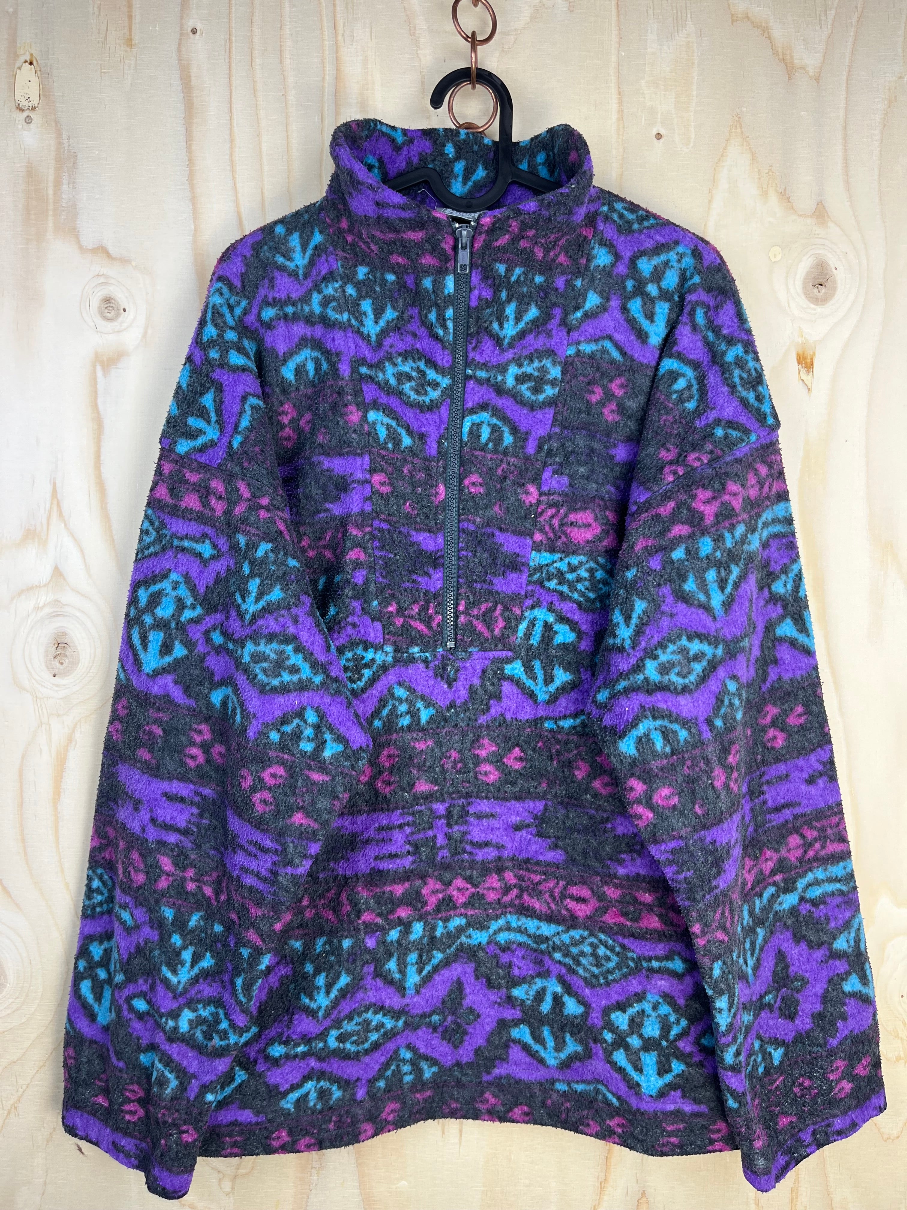 90s Abstract Fleece Quarter Zip Pullover