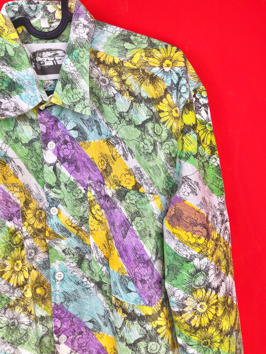 Camicia Vintage Floreale Astratta Anni ’90 Uomo L