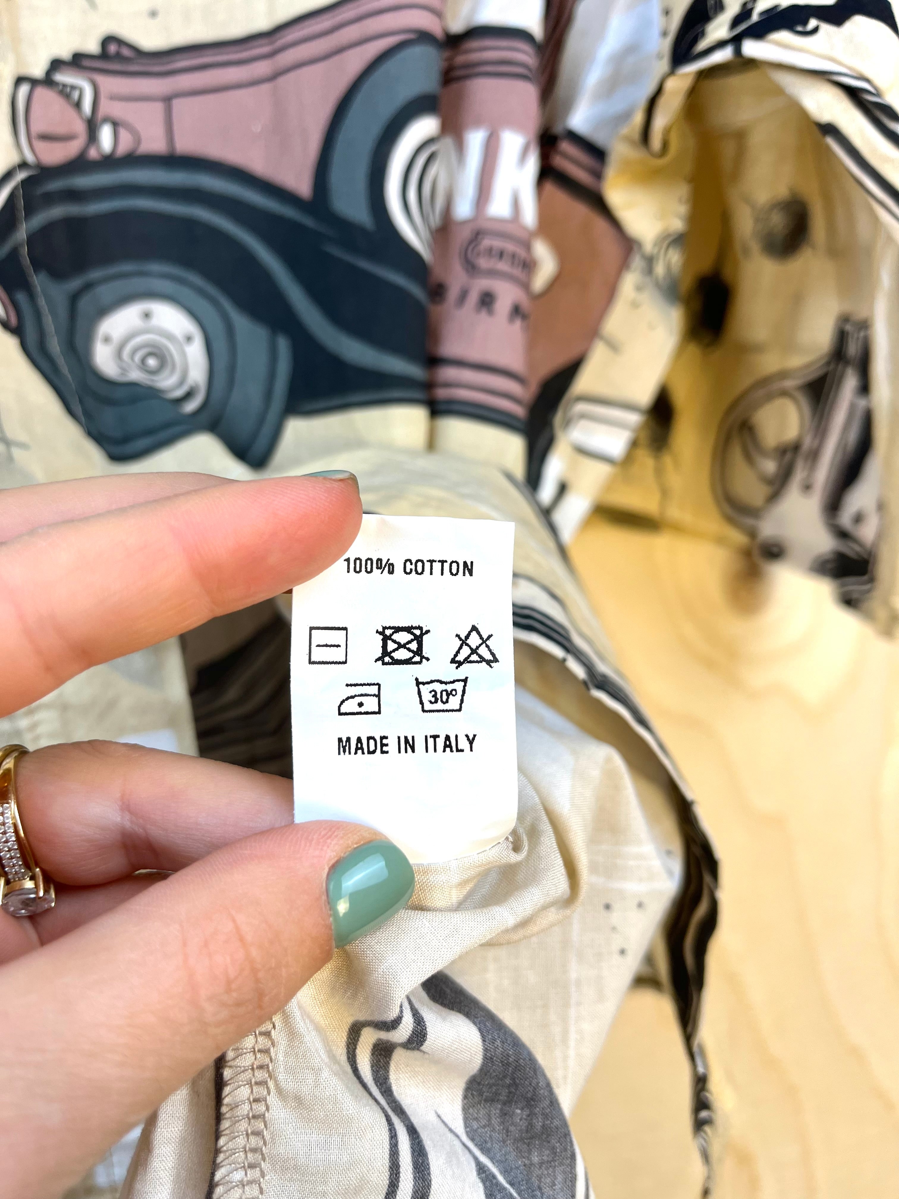 Vintage Graphic Statement Shirt – Made in Italy Cotton Shirt