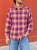Camicia vintage tartan viola e verde lime