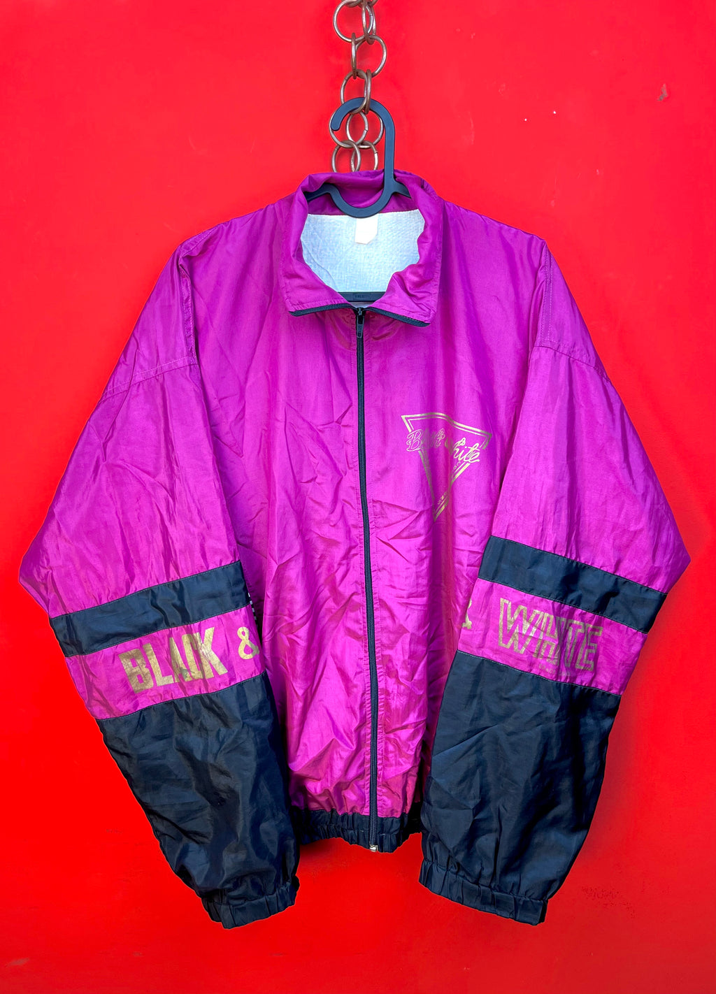 Giacca Vintage Black & White Anni 90 Fucsia Oversize