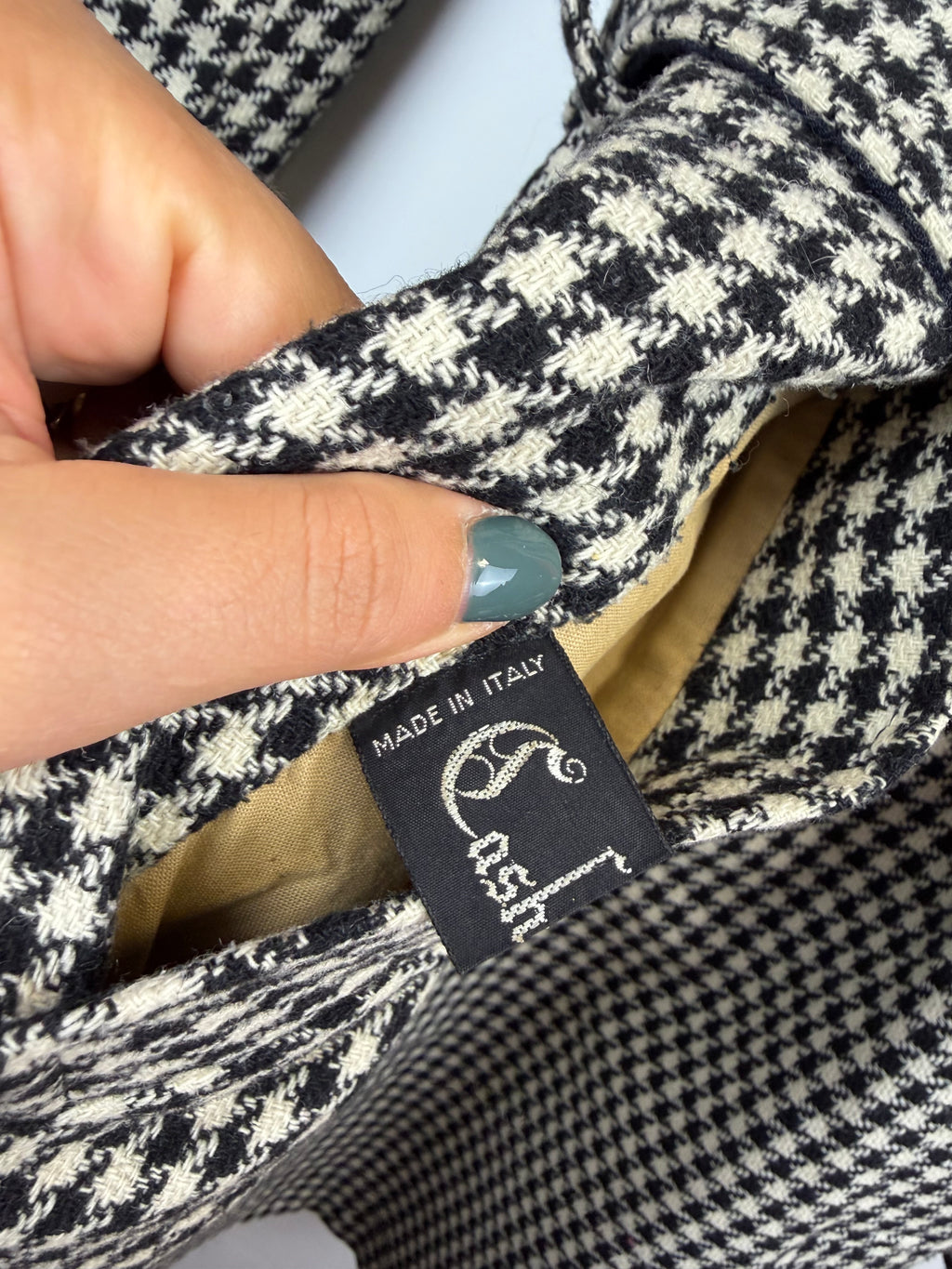 Cappotto vintage double face pied-de-poule e blu navy
