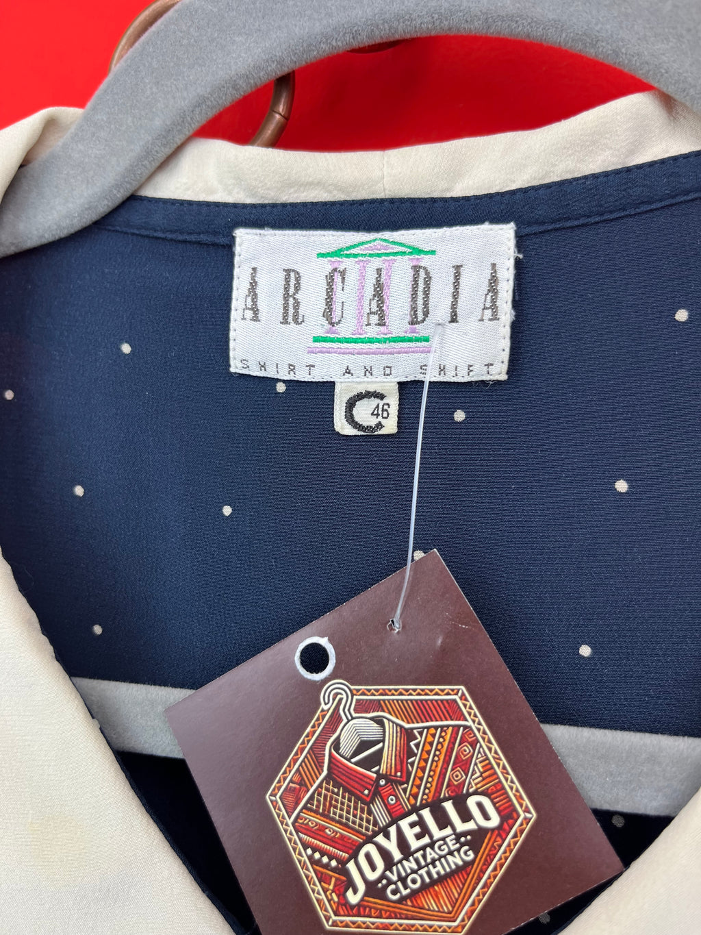 Blusa Vintage In Seta A Pois Con Colletto Peter Pan