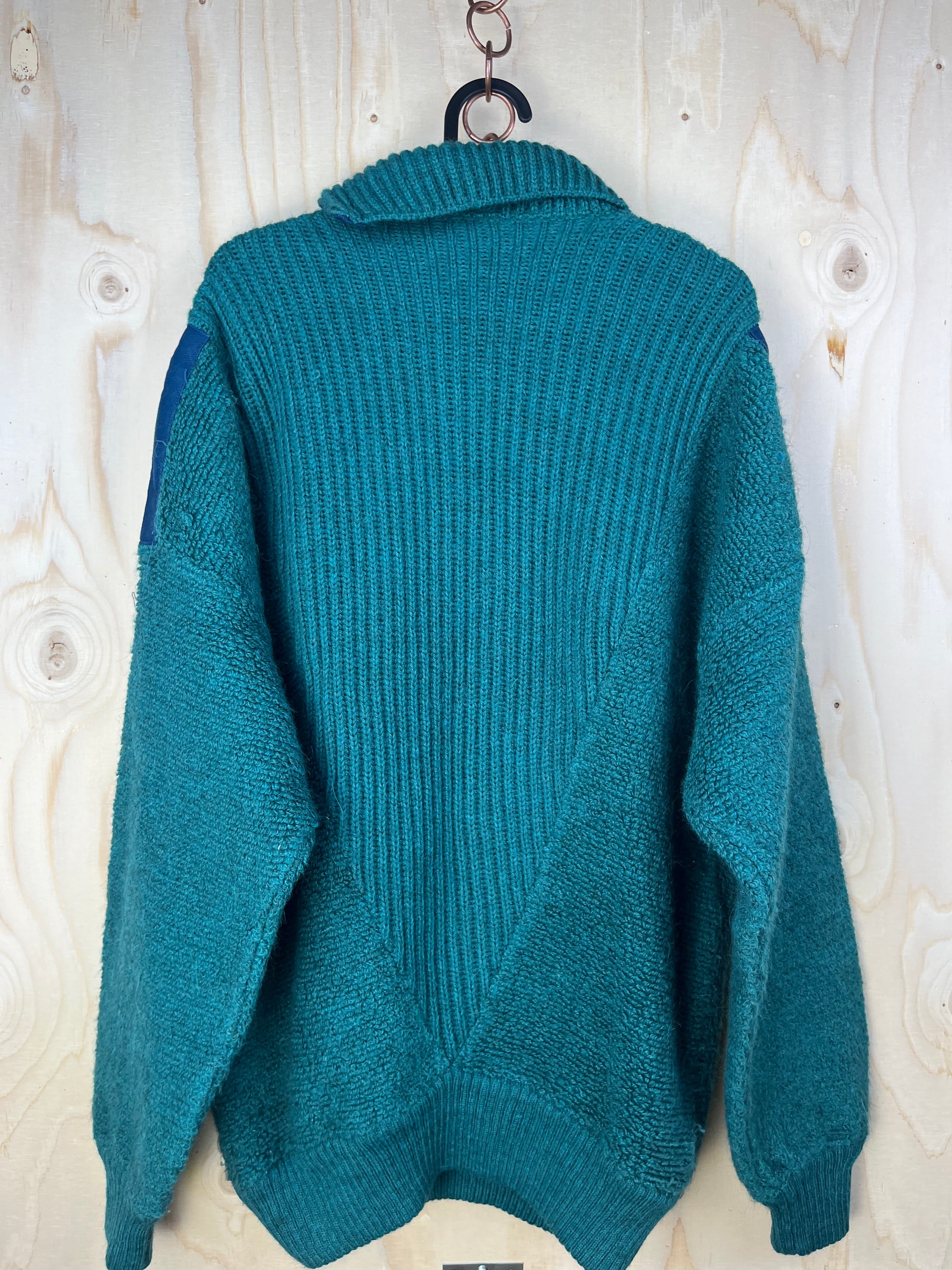 Vintage Italian Alpaca Wool Blend Turtleneck Sweater Teal Green Oversized Fit