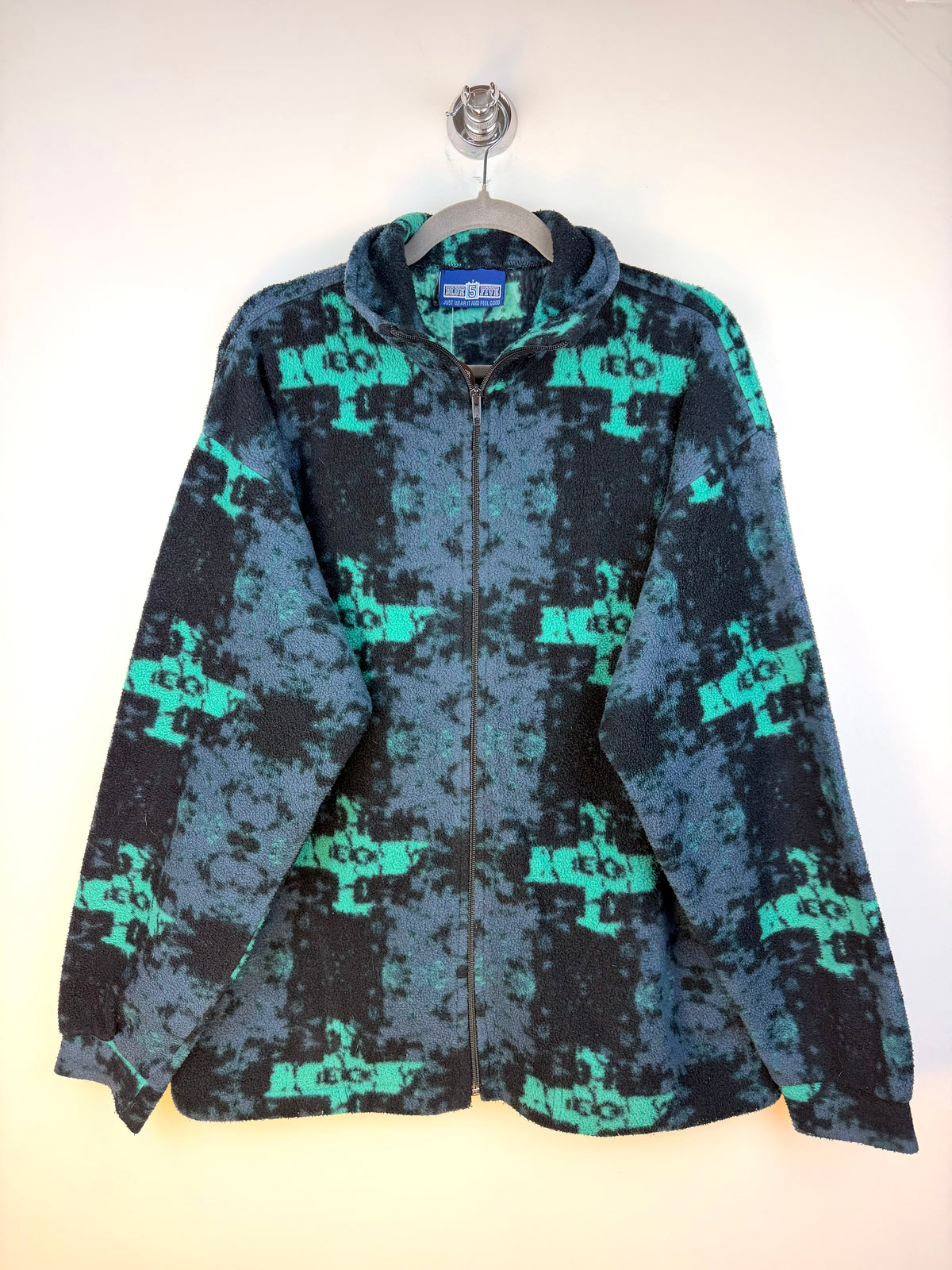 Pile vintage Blue Five con fantasia astratta blu e turchese