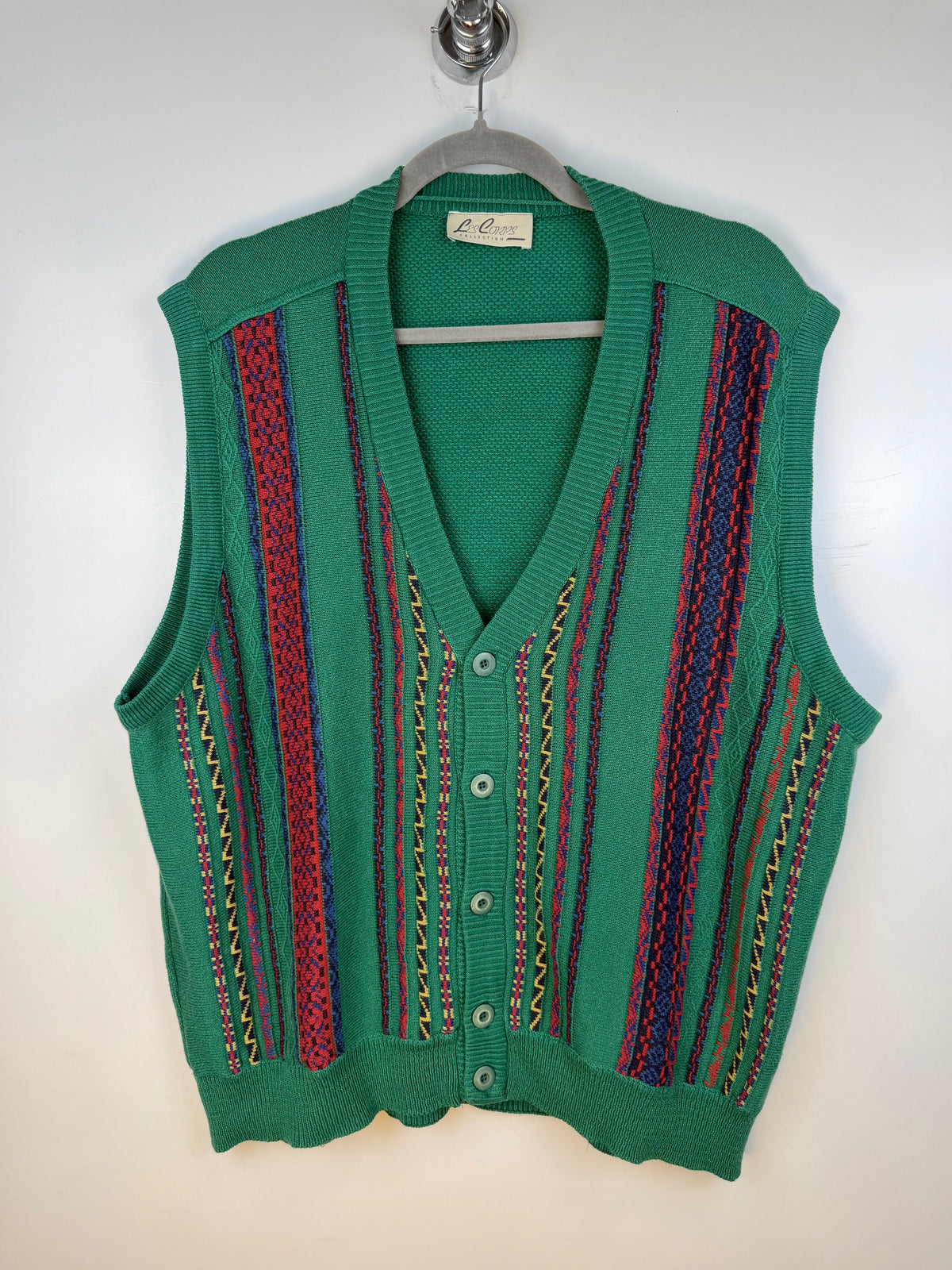 Gilet vintage Les Copains verde a fantasia geometrica