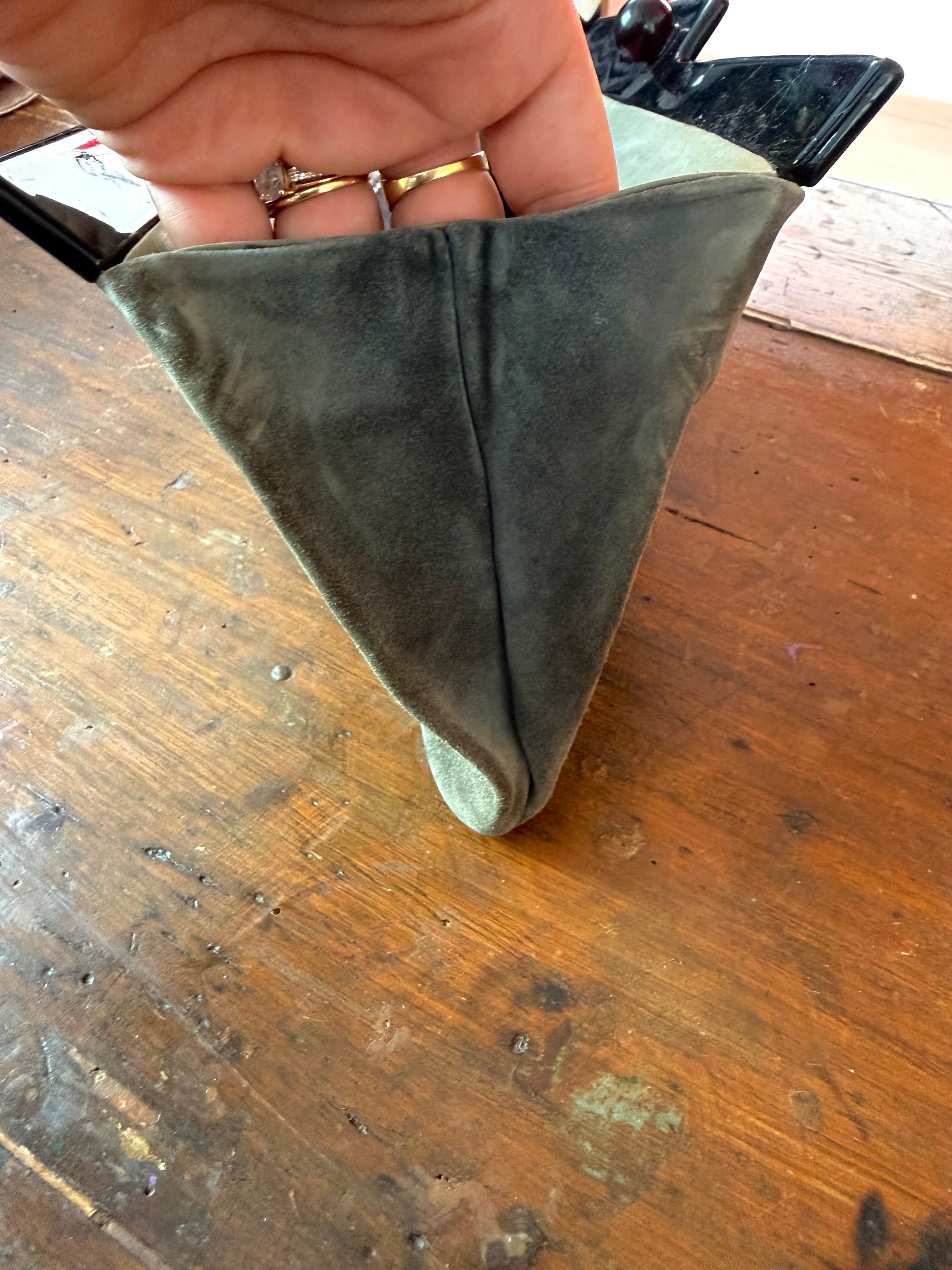 Vintage Made in Italy Grey Suede Frame Clutch