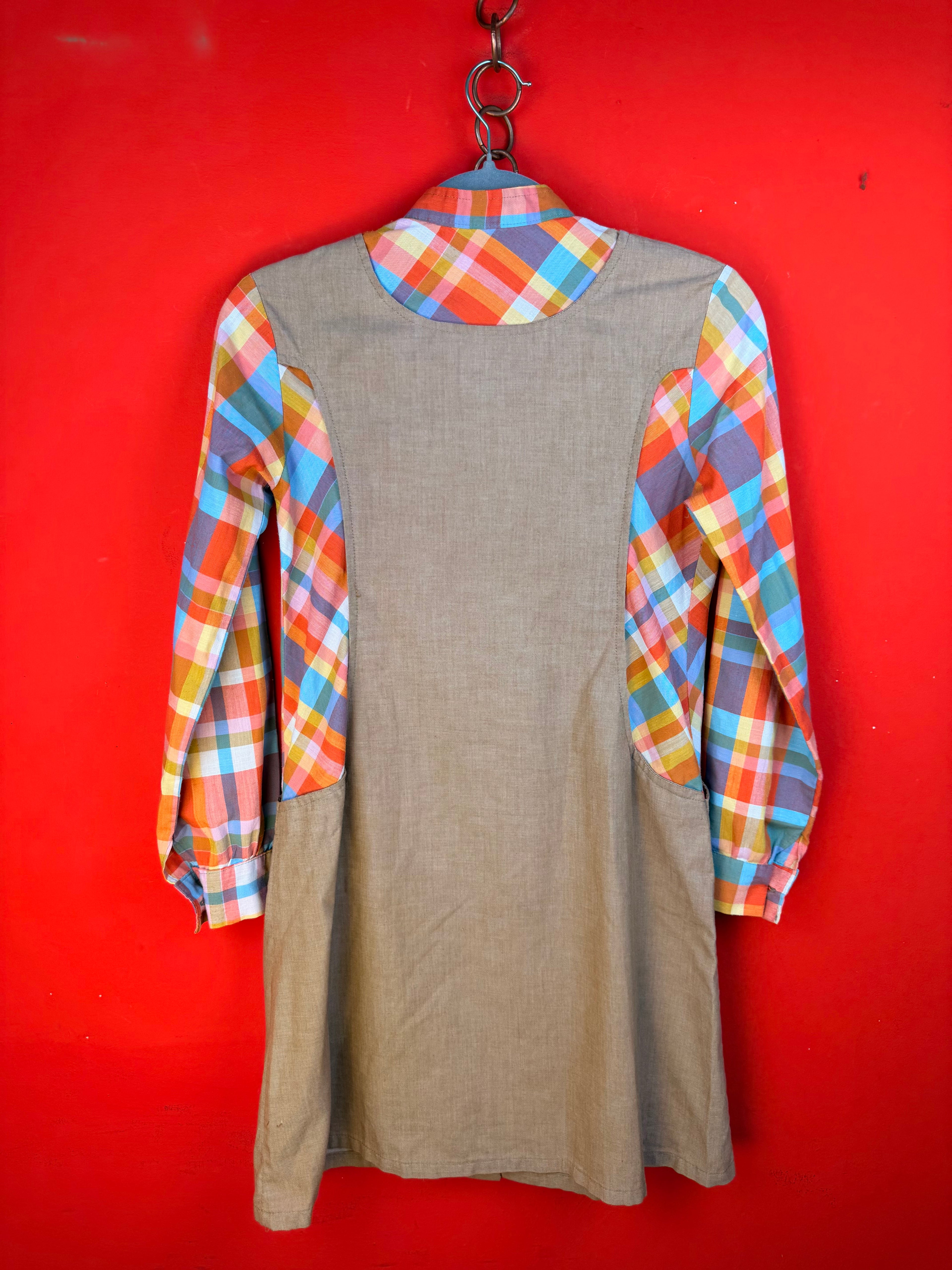 Abito vintage Guy Dubouis Made in France con inserto a quadri