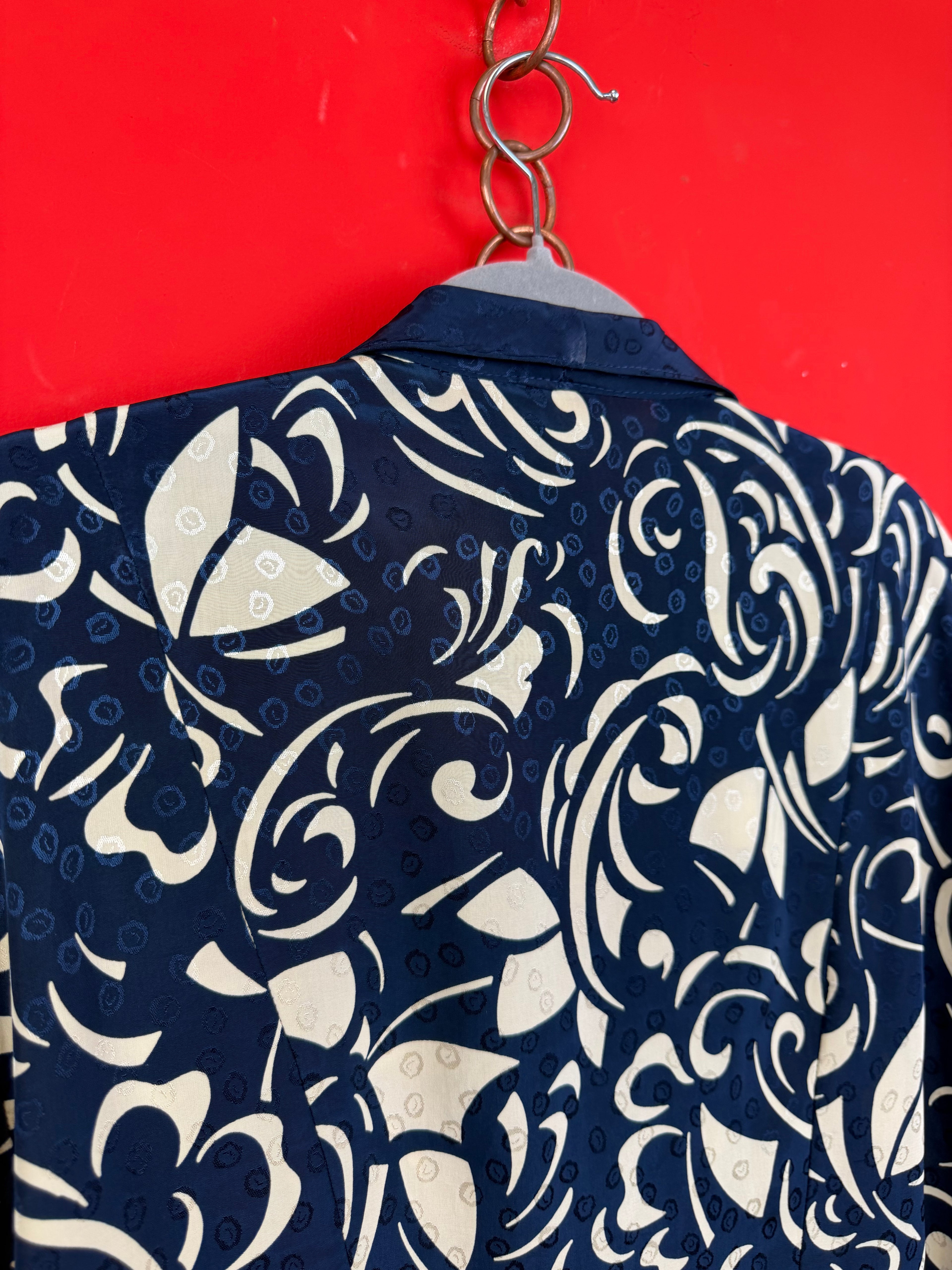 Camicia Vintage Made in Italy Fantasia Astratta Blu