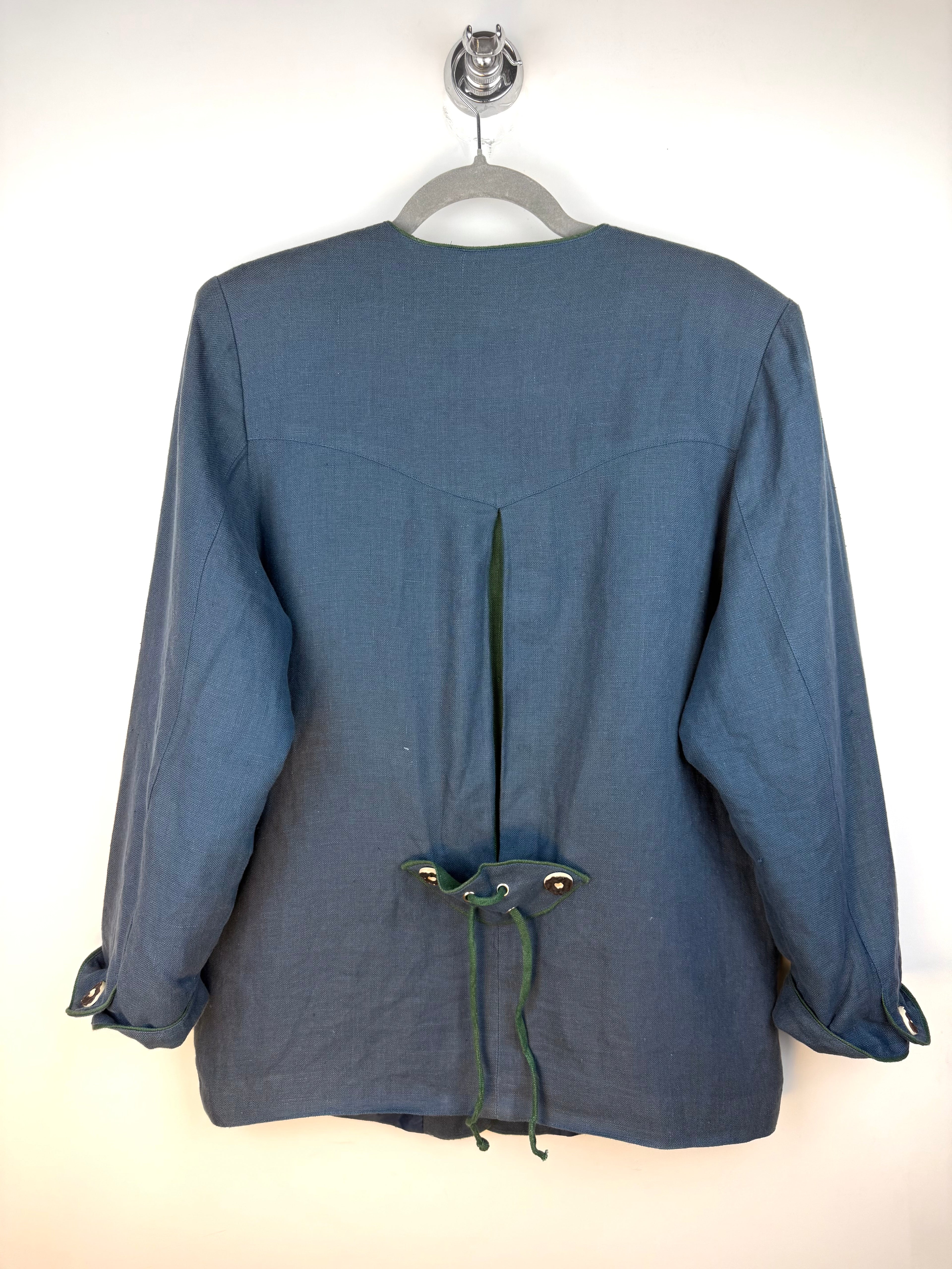 Giacca tirolese vintage in lino 100% Nockstein Trachten con ricami – TG 40