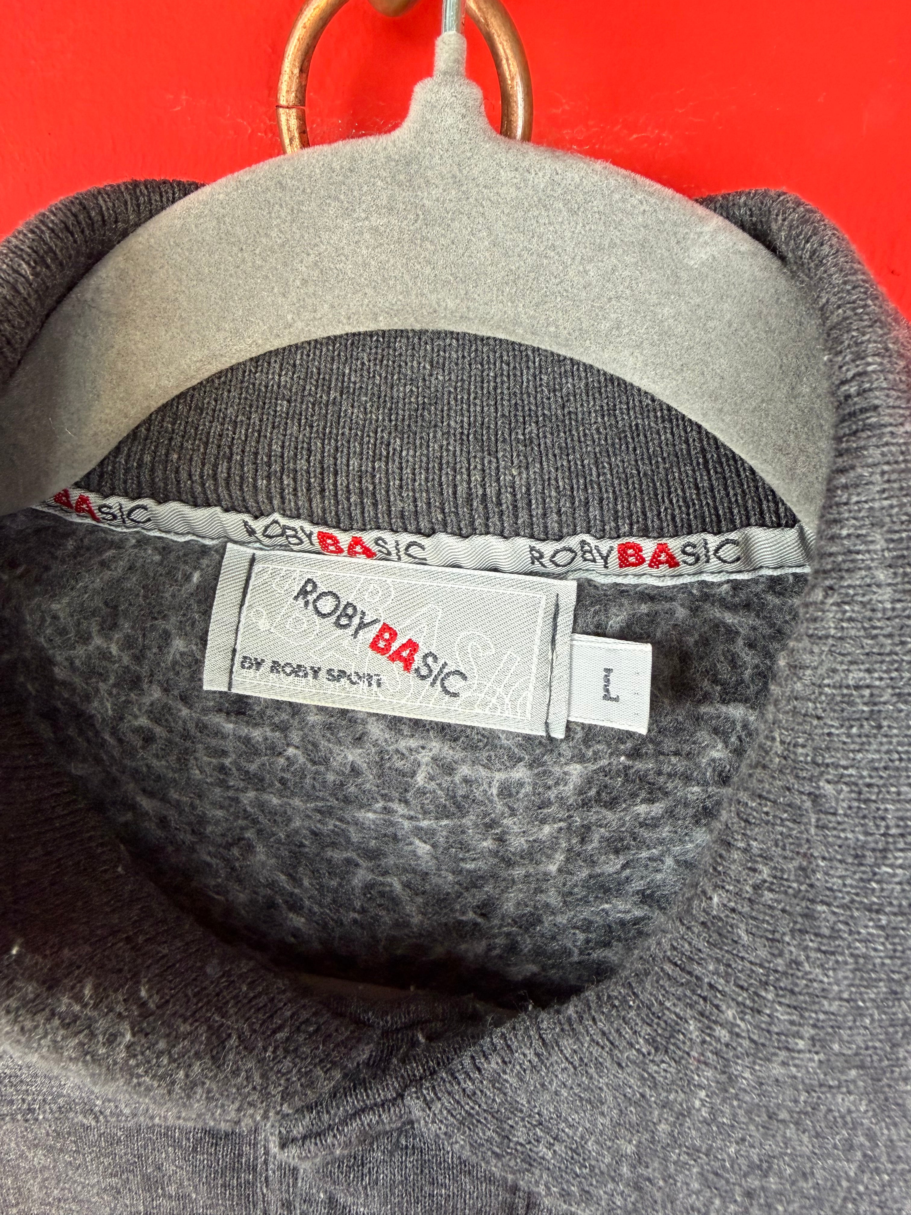 Vintage Carla Ferroni Grey Fleece Polo Sweatshirt – Lined Long Sleeve Pullover