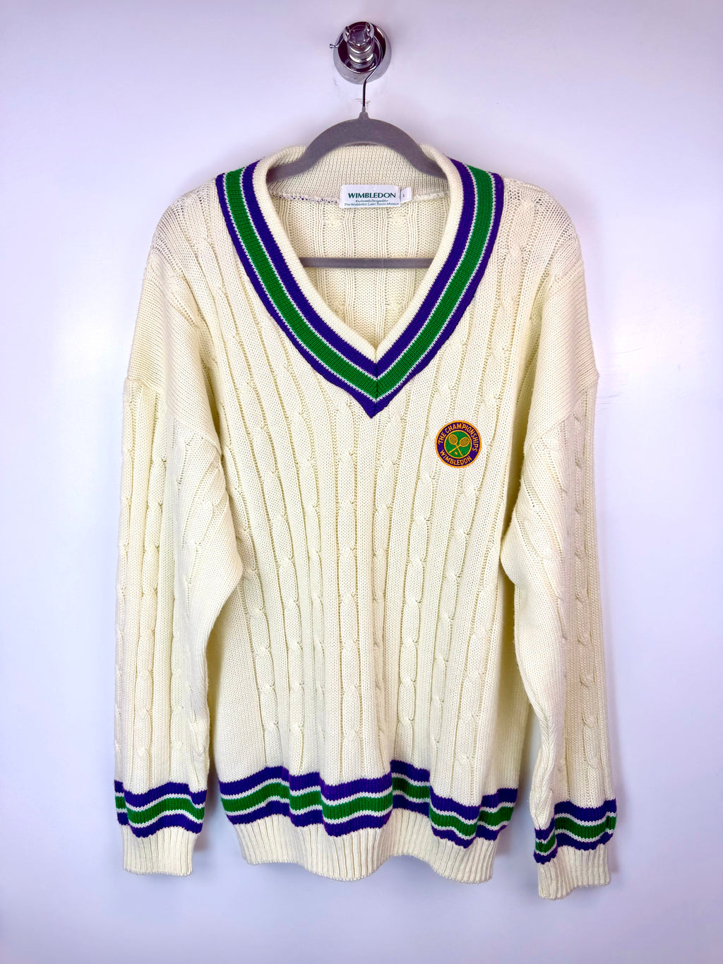 Maglione vintage Wimbledon a trecce – Made in UK