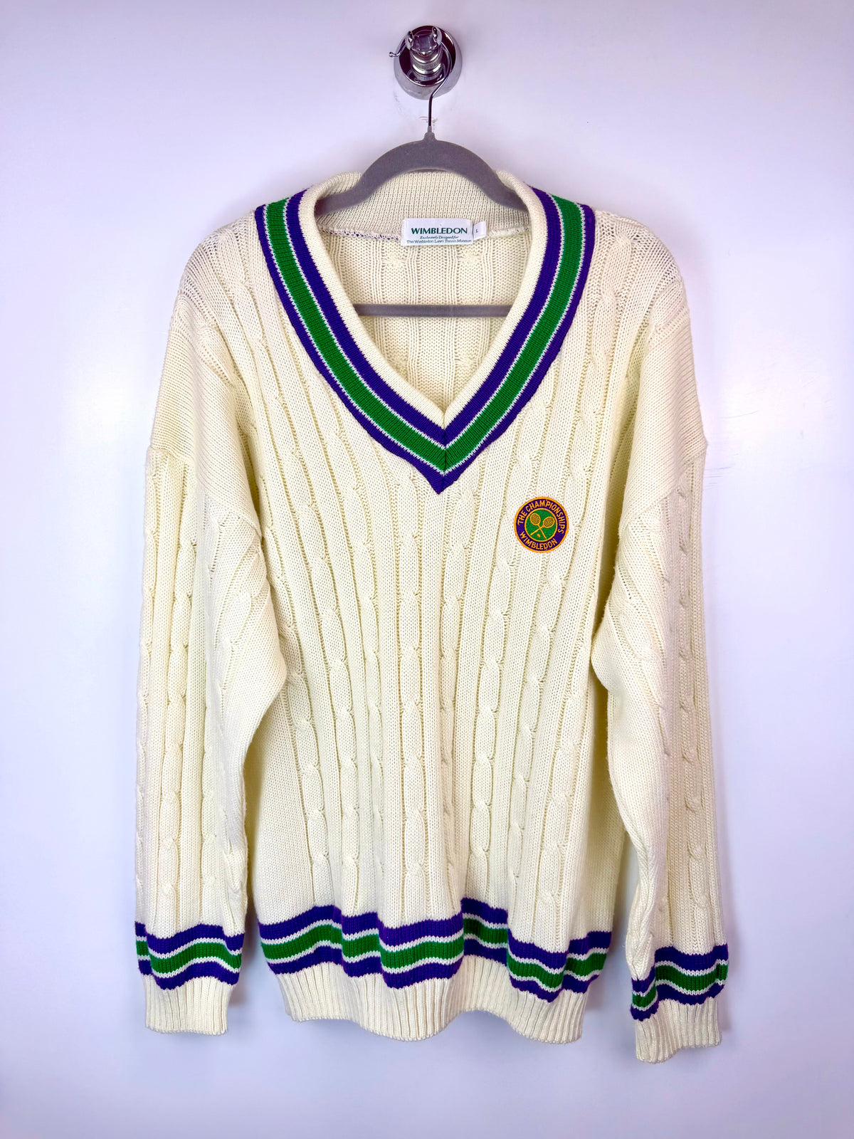 Maglione vintage Wimbledon a trecce – Made in UK