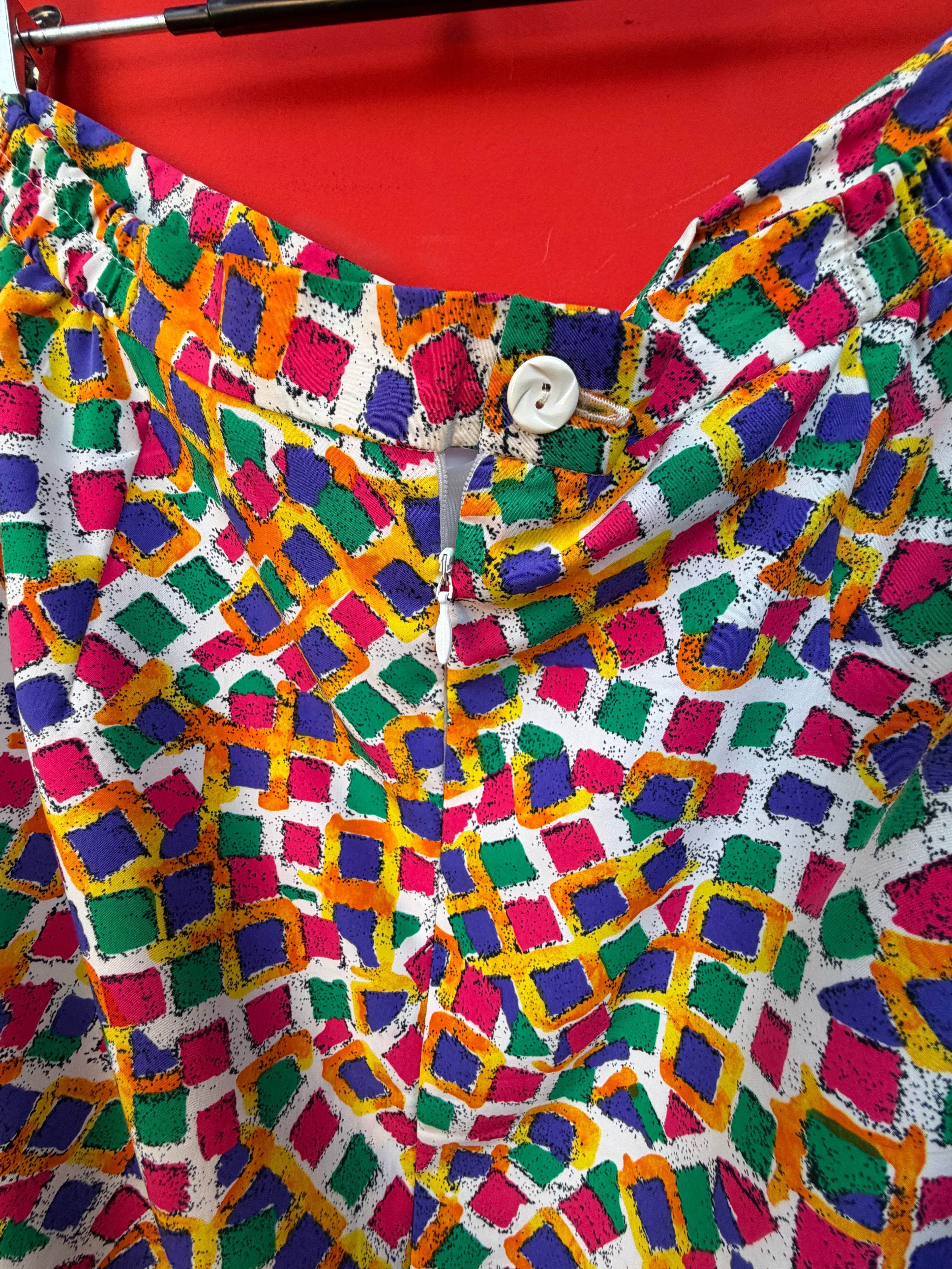 Vintage 80s Geometric Peplum Jacket & Skirt Set