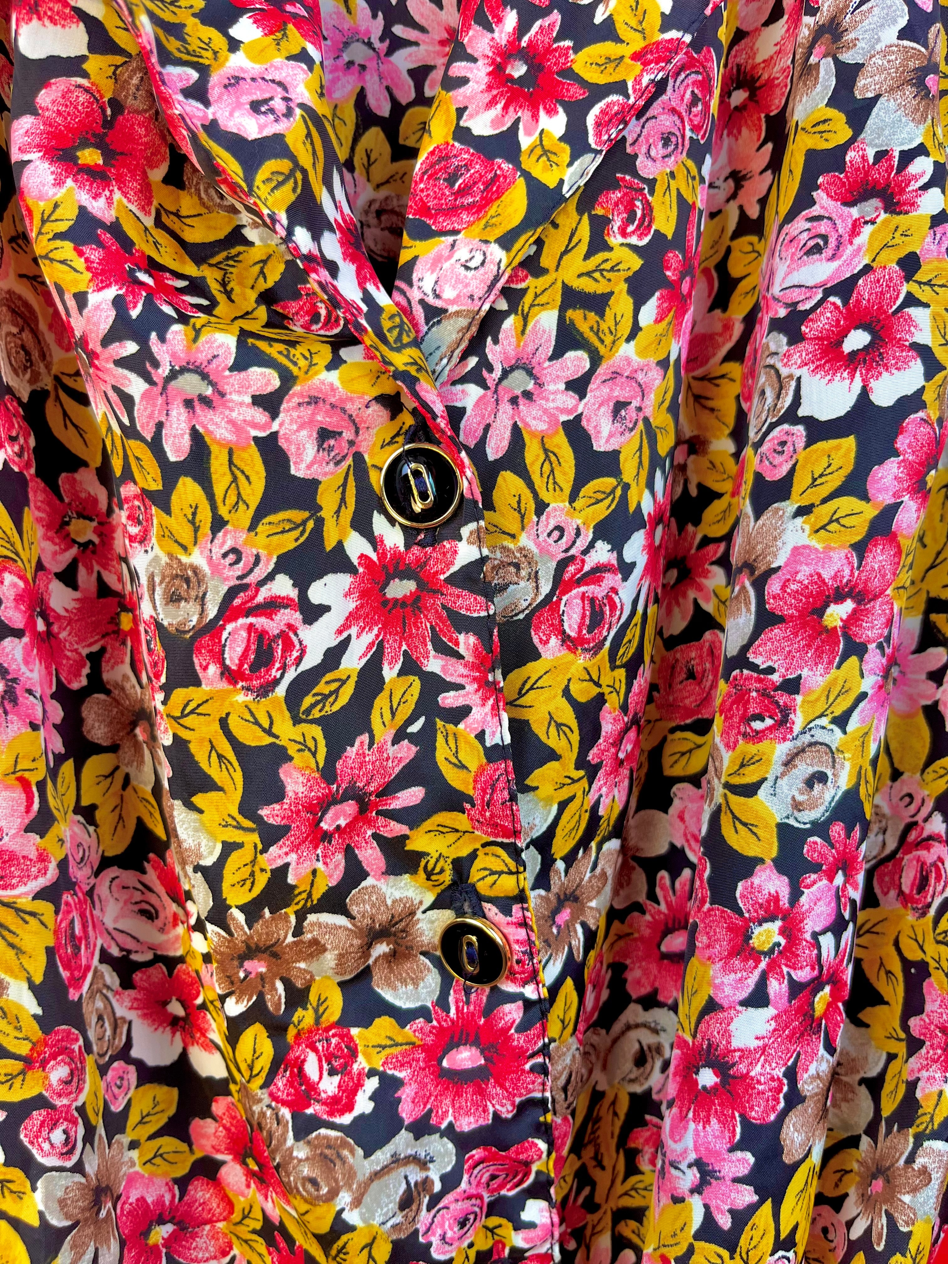 Vintage Floral Dress Made in Italy Belted 90s Midi Dress