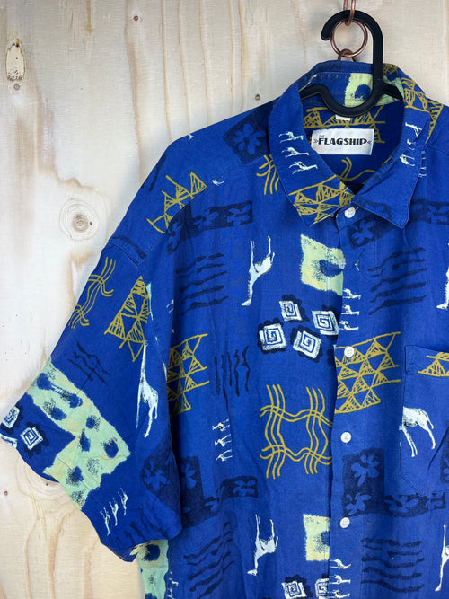 Camicia Vintage Astratta Blu 90s The Flagship