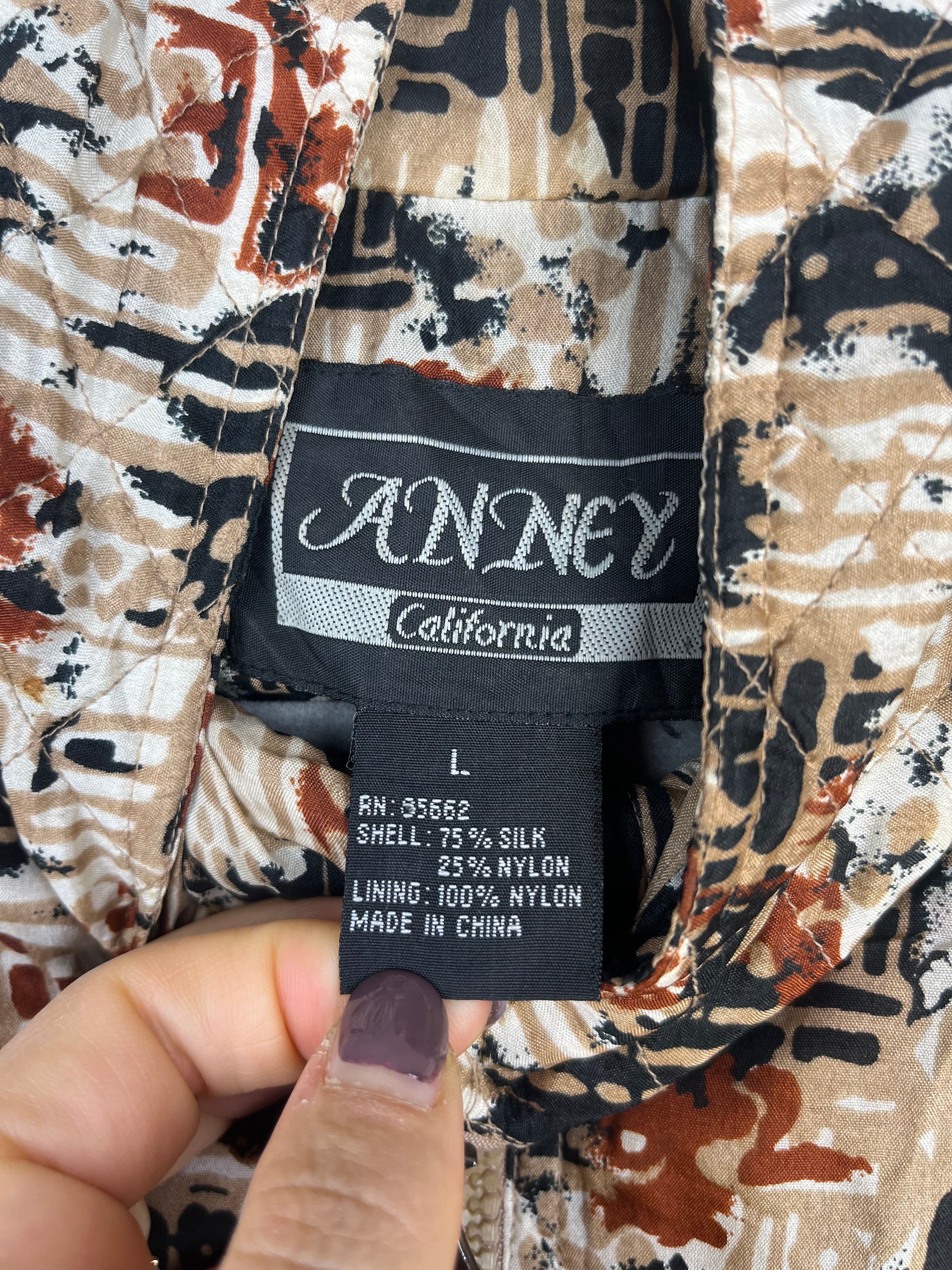 Vintage Silk Blend Jacket 90s Abstract