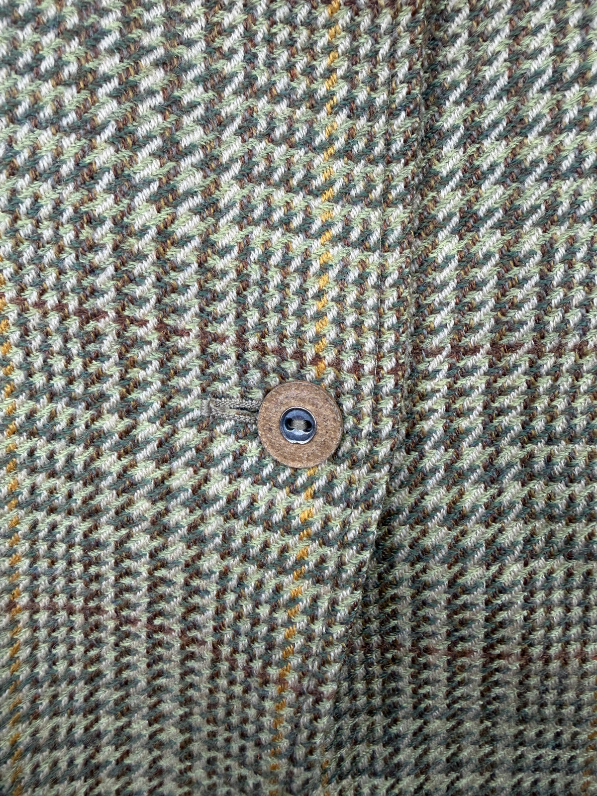 Blazer vintage 80s in lana vergine – check verde e collo a contrasto