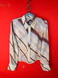Vintage 100% Silk Striped Blouse – Made in Italy