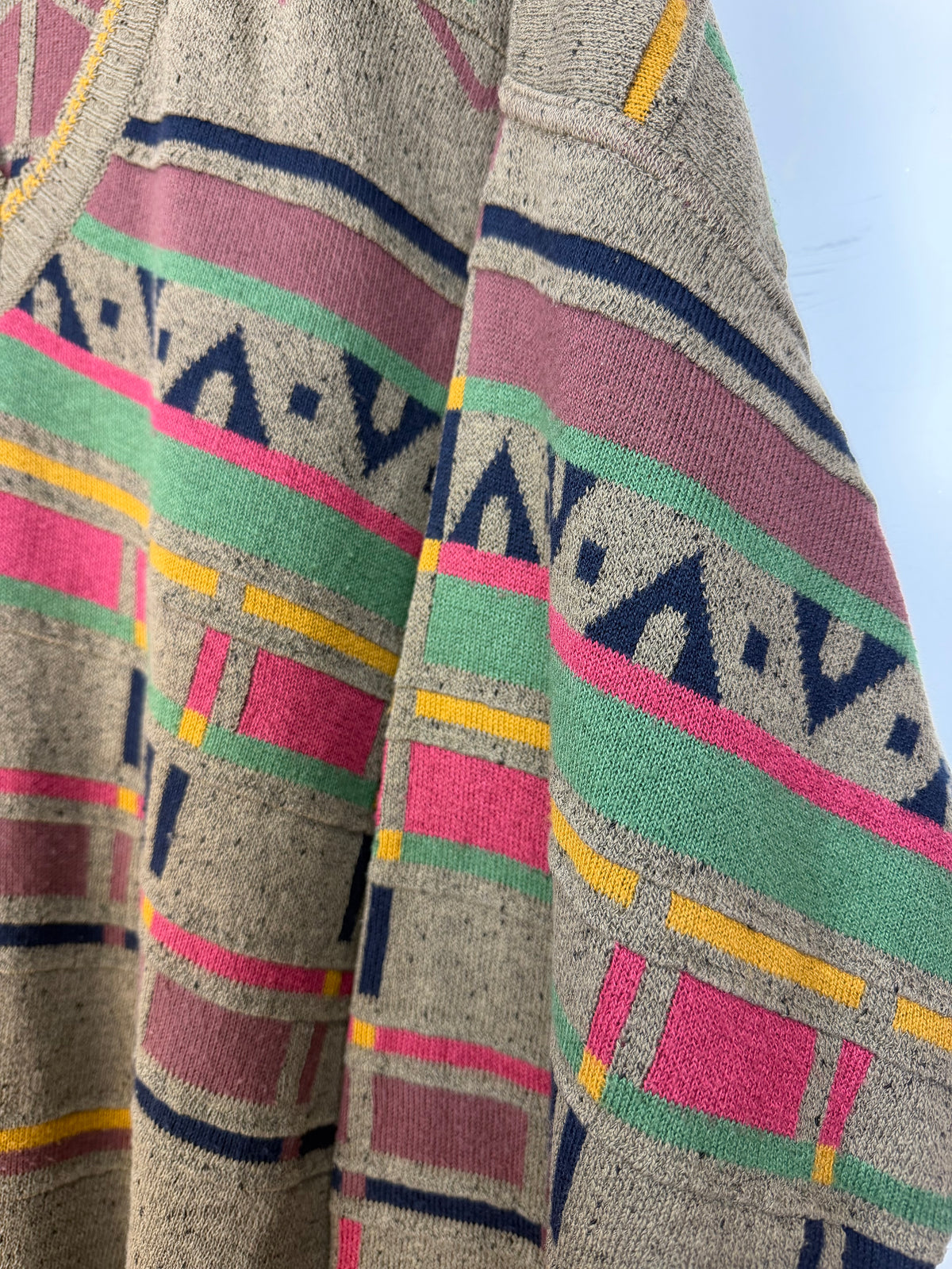 Maglione vintage geometrico multicolore – XL