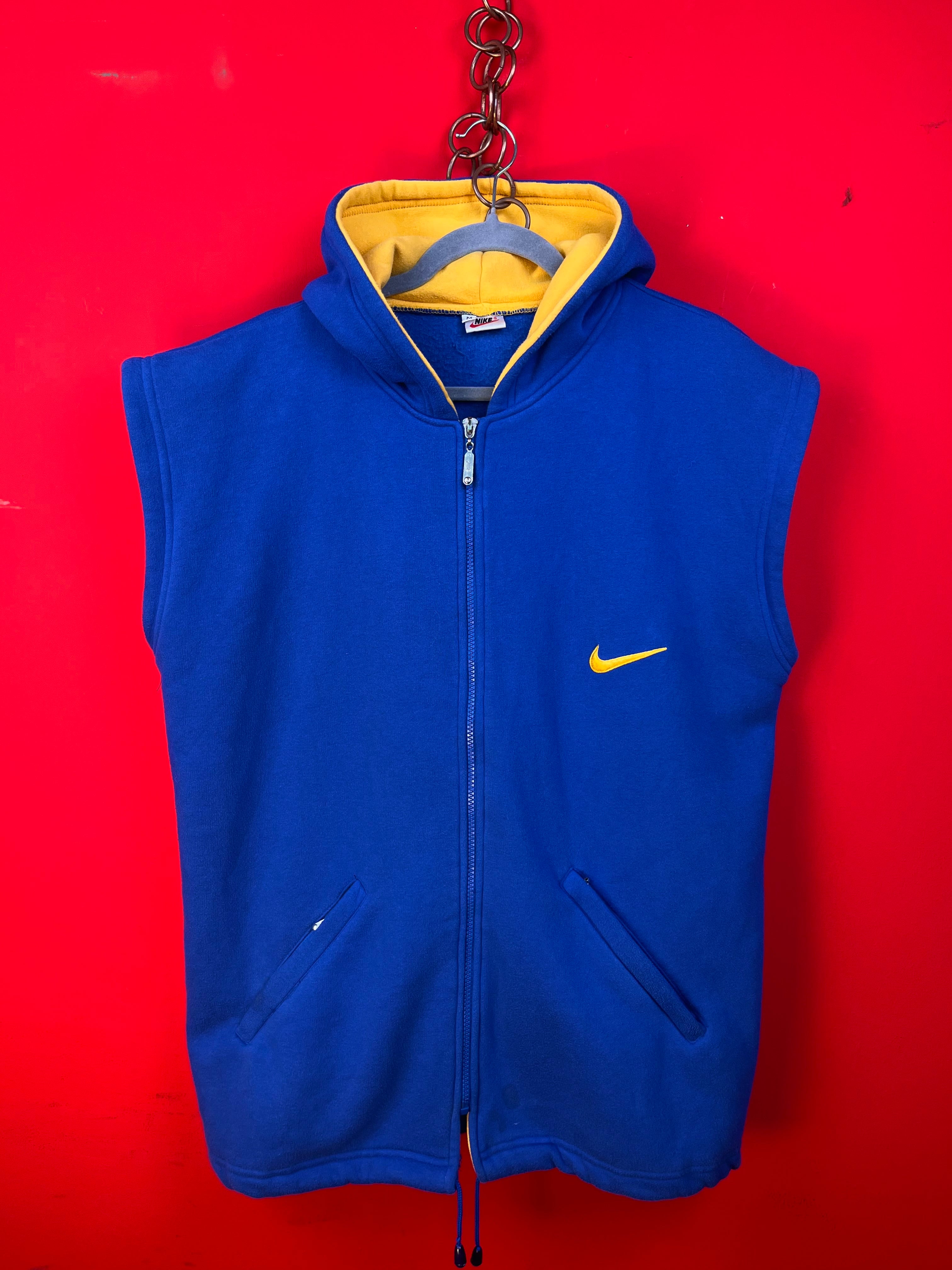 Vintage Nike Sleeveless Hoodie Blue/Yellow