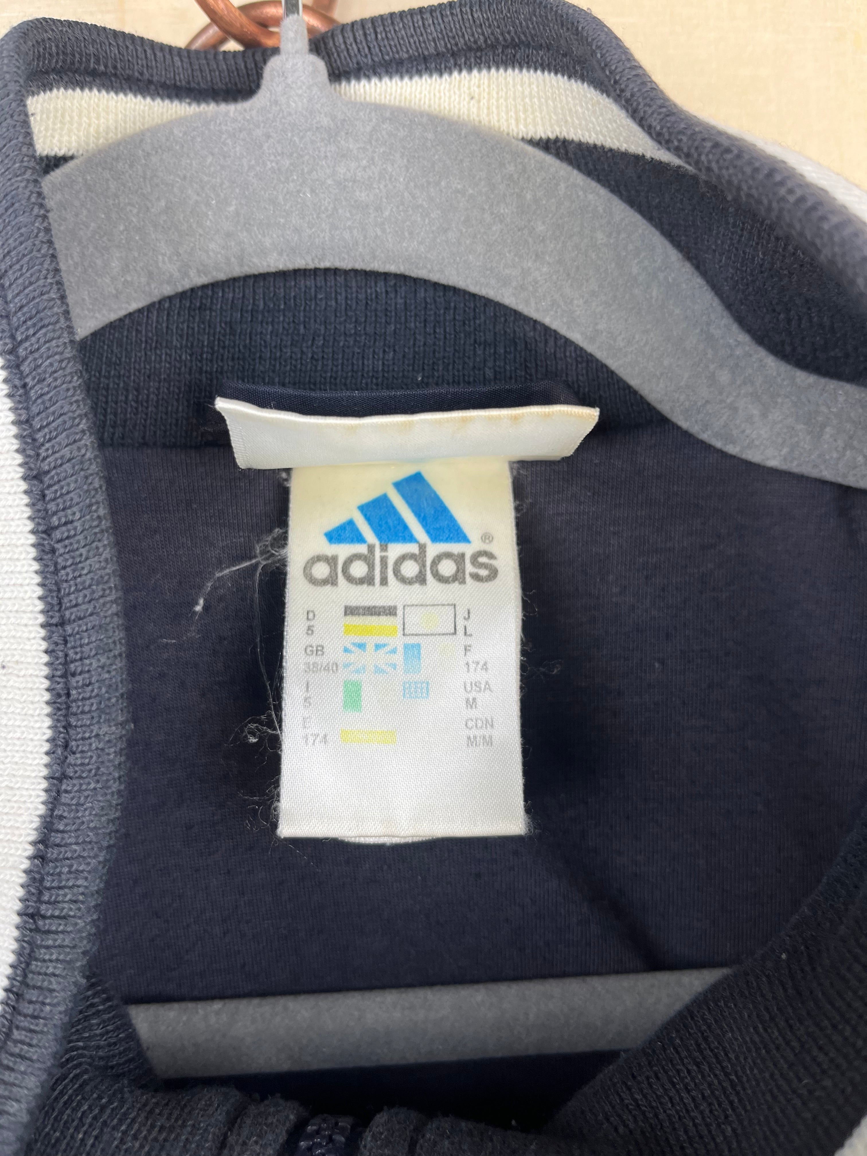 Vintage Adidas Track Jacket Navy Grey 90s Zip-Up