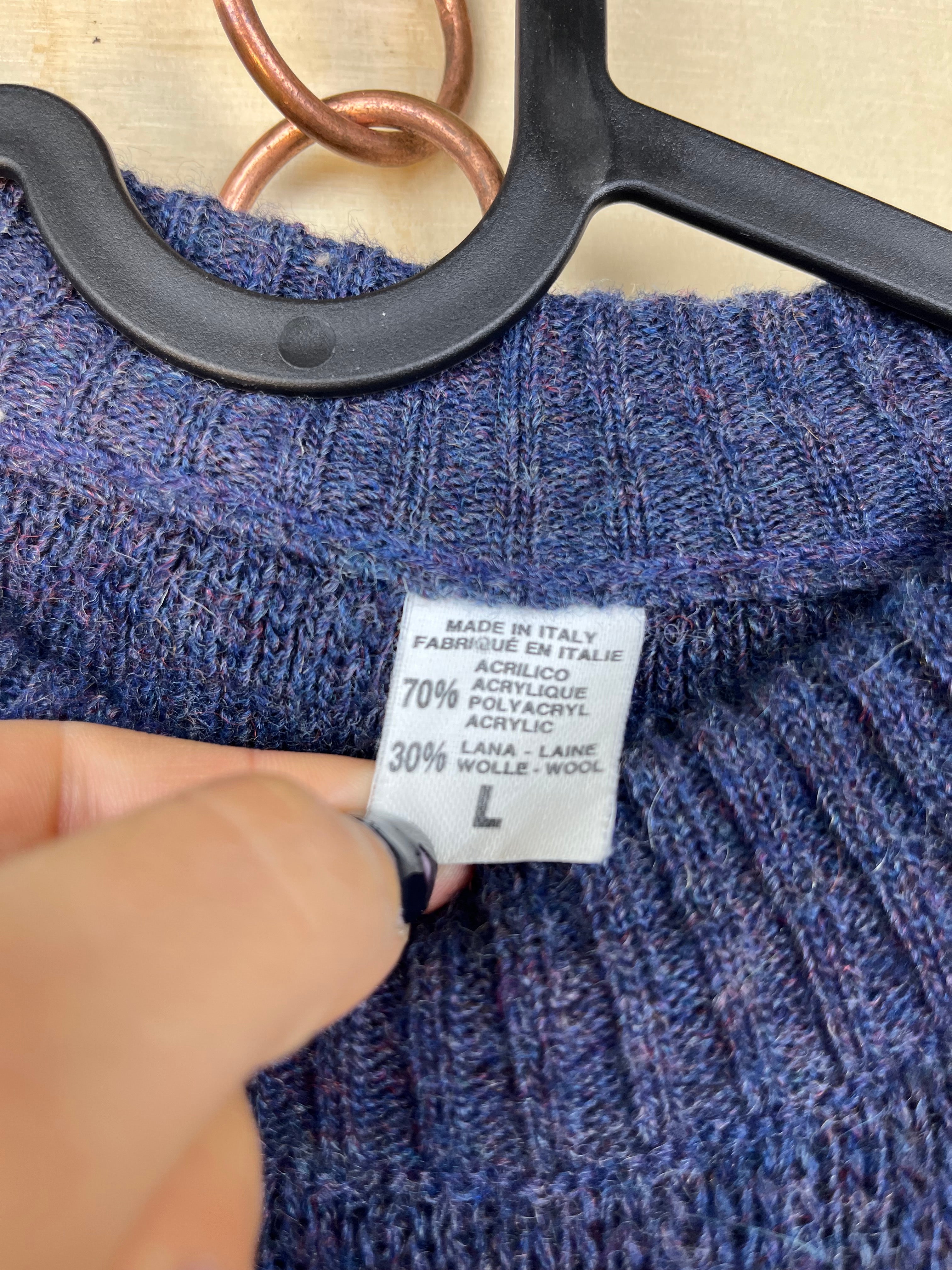 Vintage Blue Oversized Wool Blend Knit Sweater