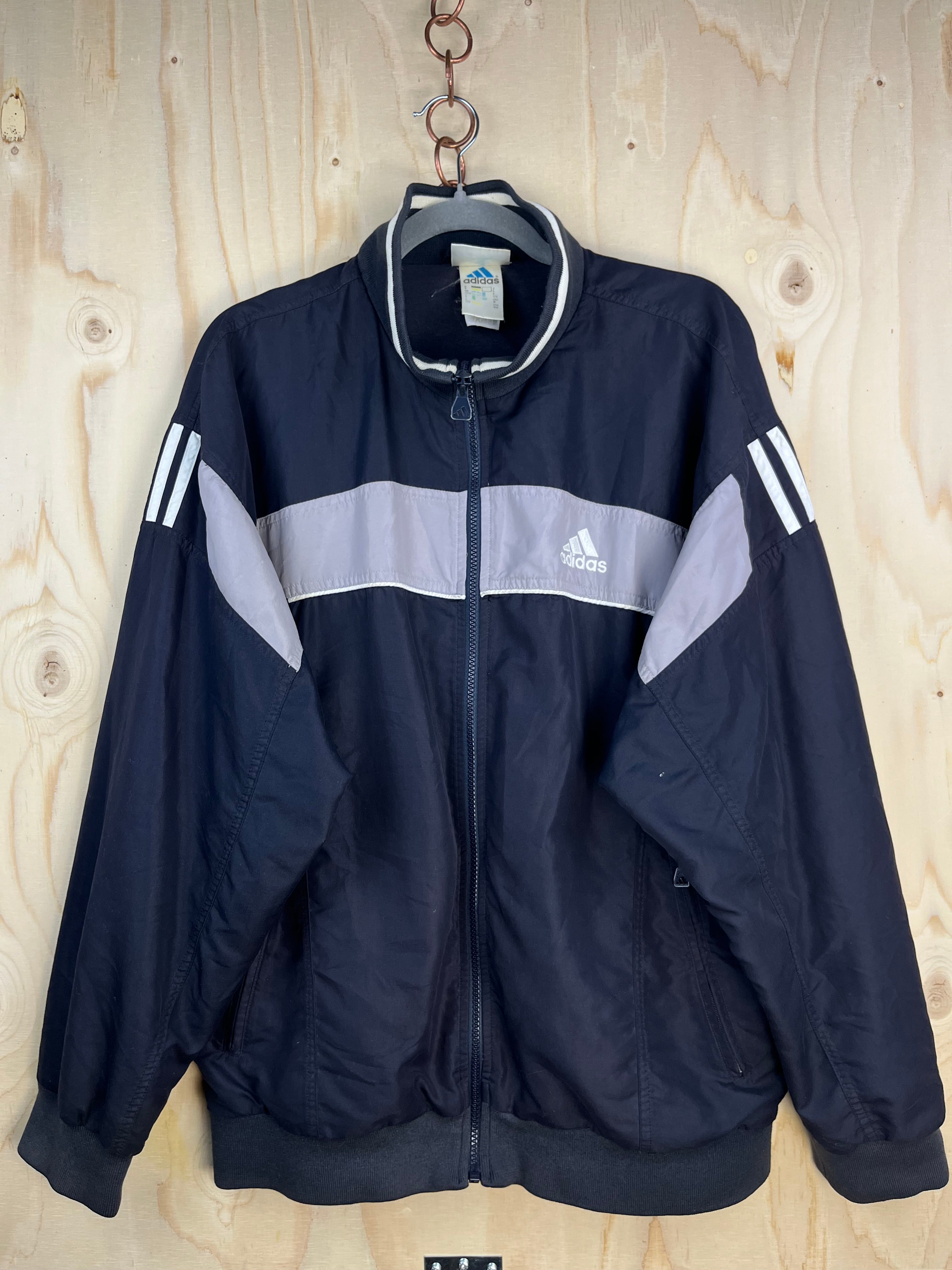 Vintage Adidas Track Jacket Navy Grey 90s Zip-Up
