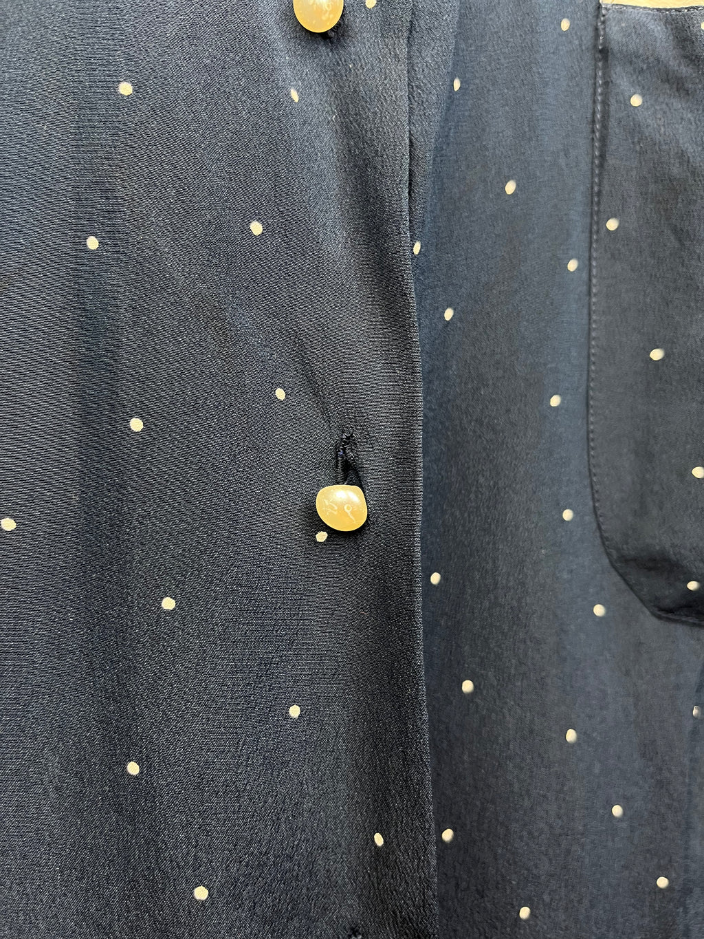 Blusa Vintage In Seta A Pois Con Colletto Peter Pan