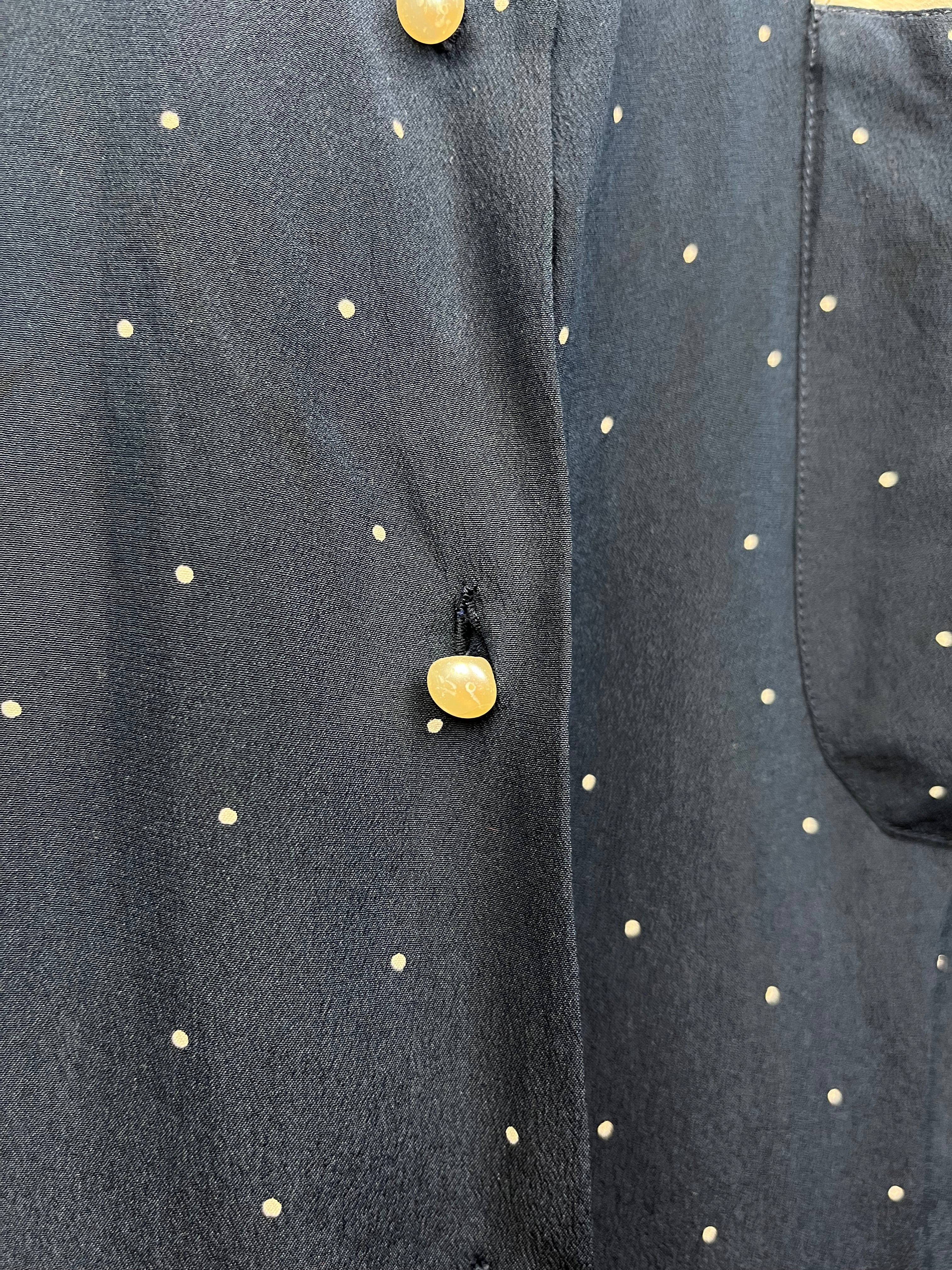 Blusa Vintage In Seta A Pois Con Colletto Peter Pan