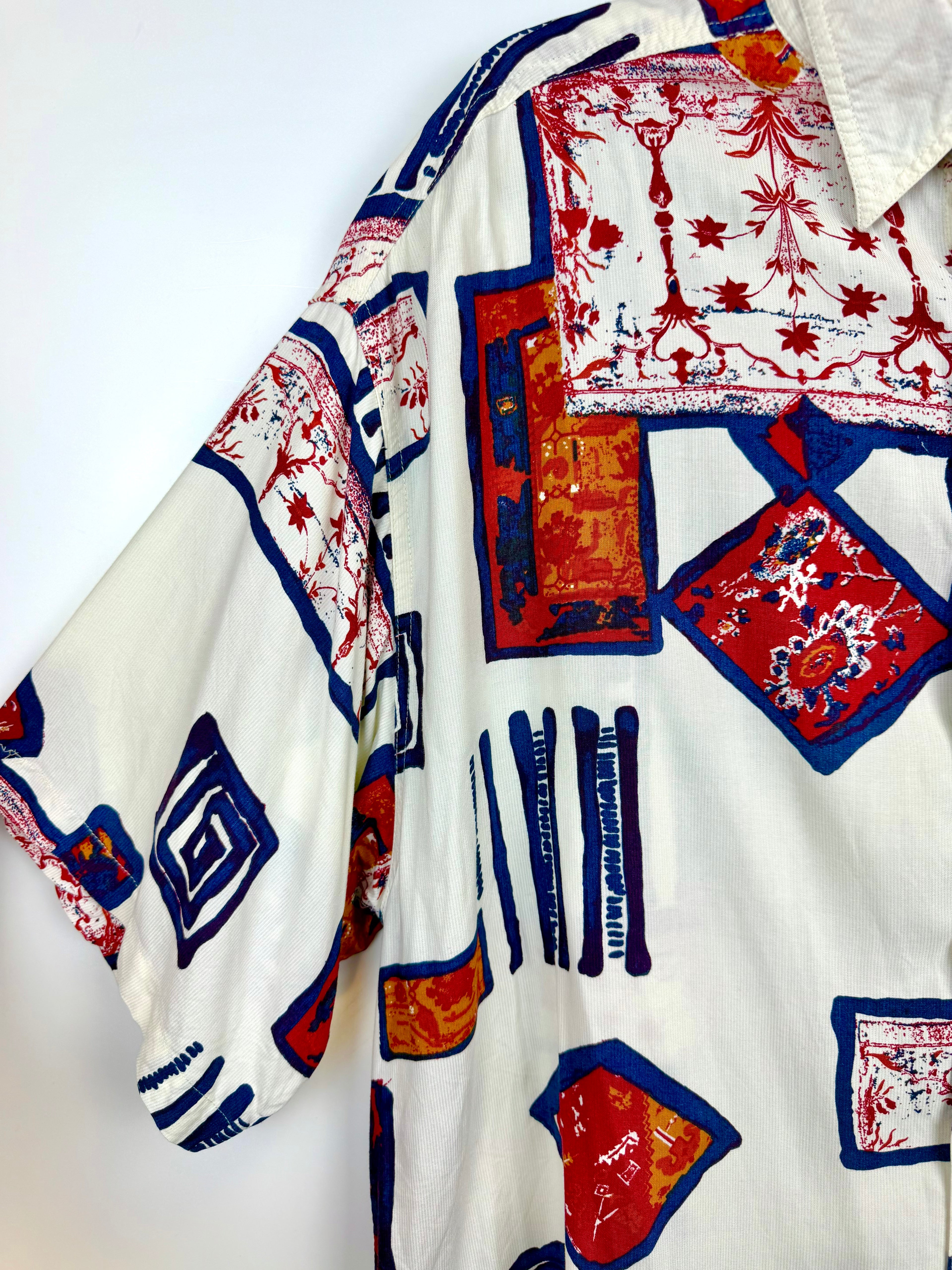 Vintage Canda 100% Viscose Abstract Print Shirt