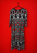 Abito sartoriale vintage in tessuto Wax con fantasia geometrica