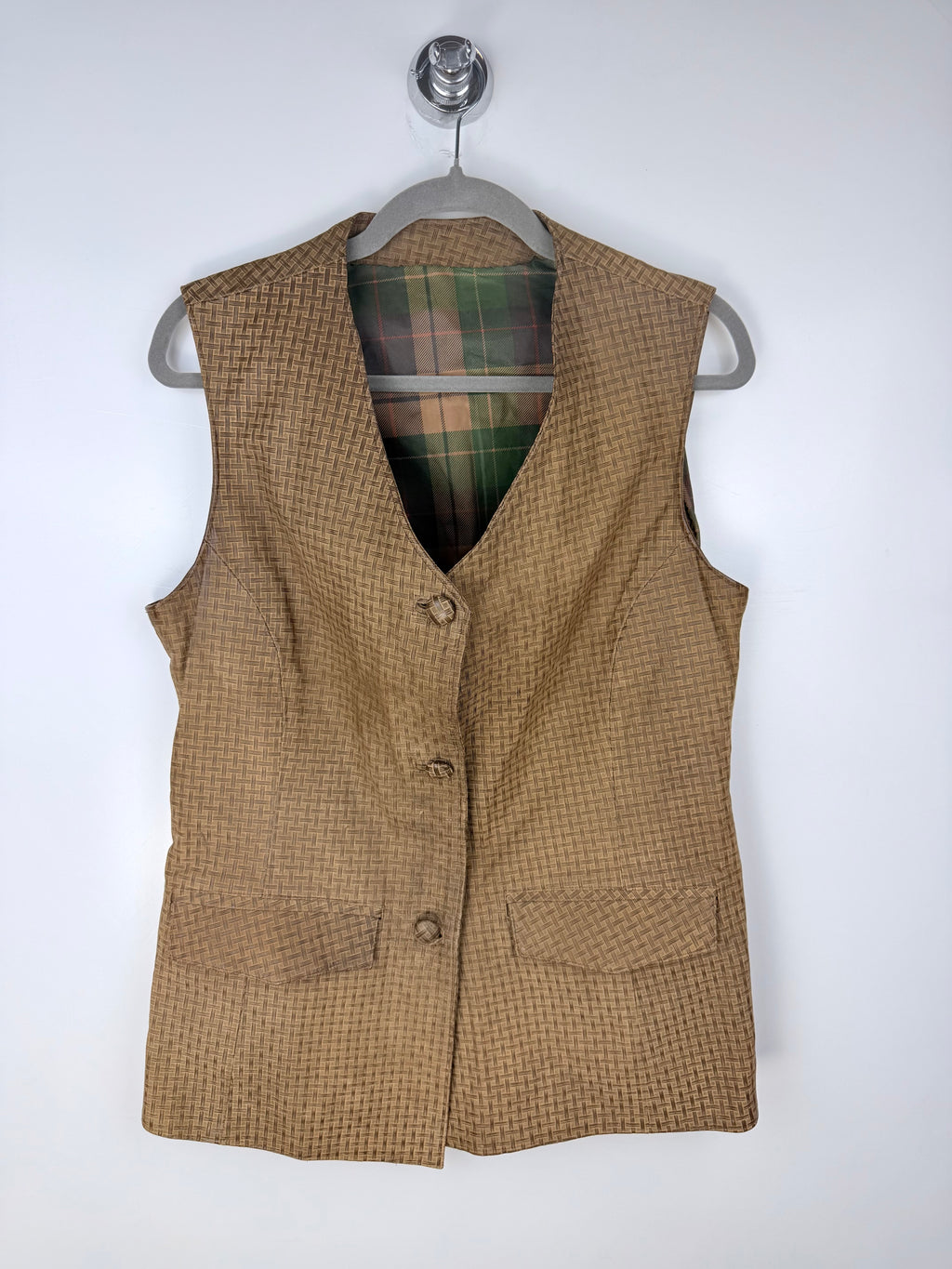 Gilet vintage in vera pelle fantasia geometrica – Made in Italy