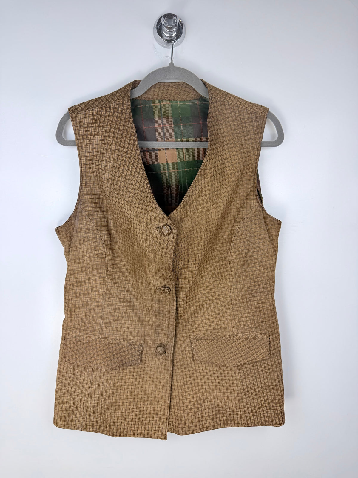 Gilet vintage in vera pelle fantasia geometrica – Made in Italy