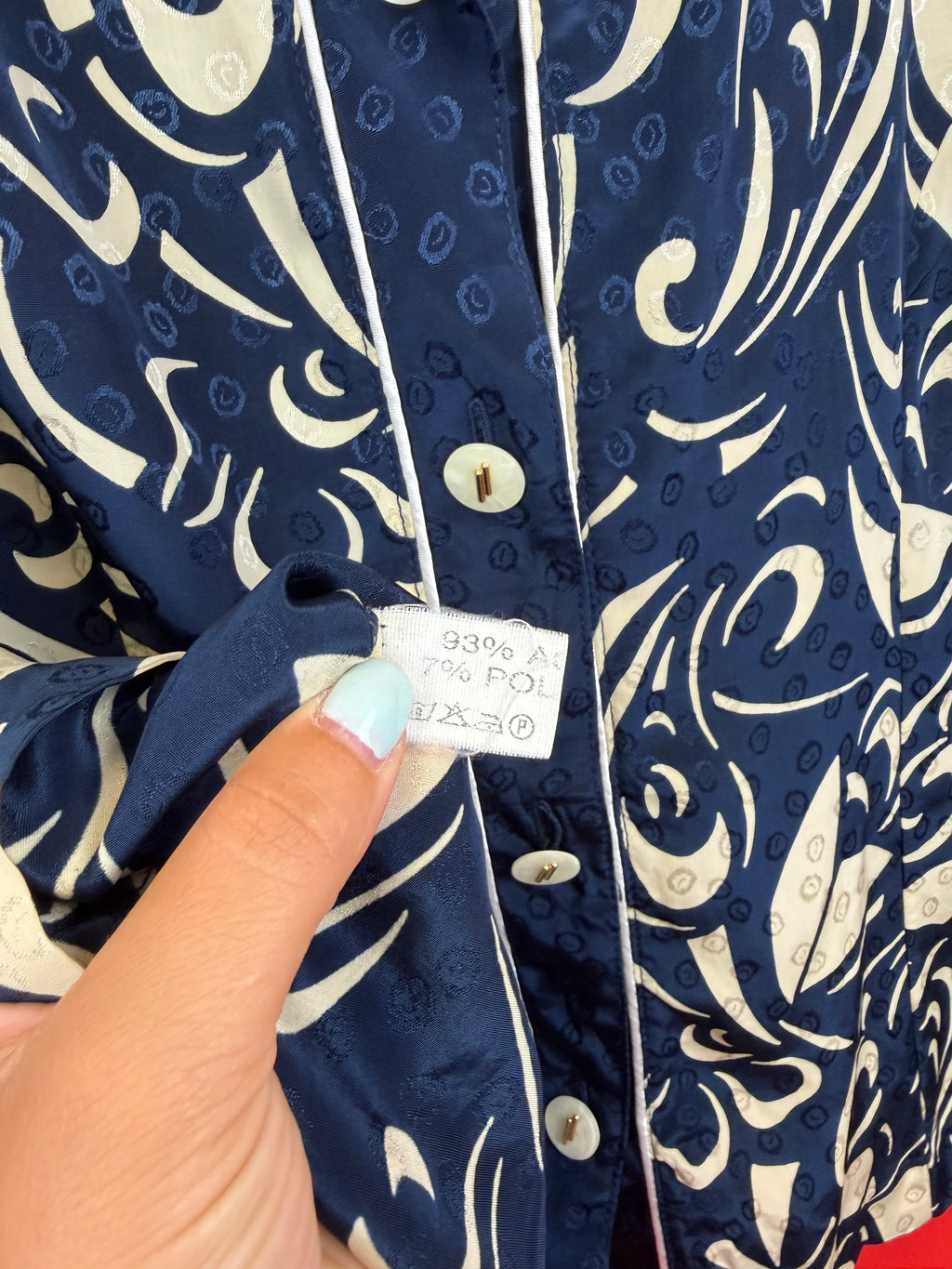 Camicia Vintage Made in Italy Fantasia Astratta Blu