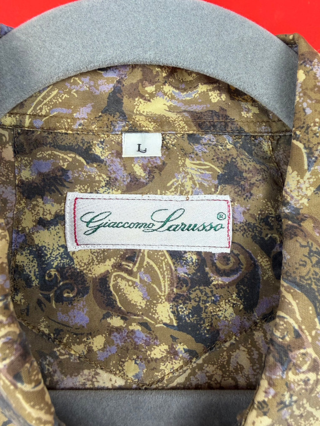 Camicia vintage Giacomo Larussa 100% seta fantasia floreale