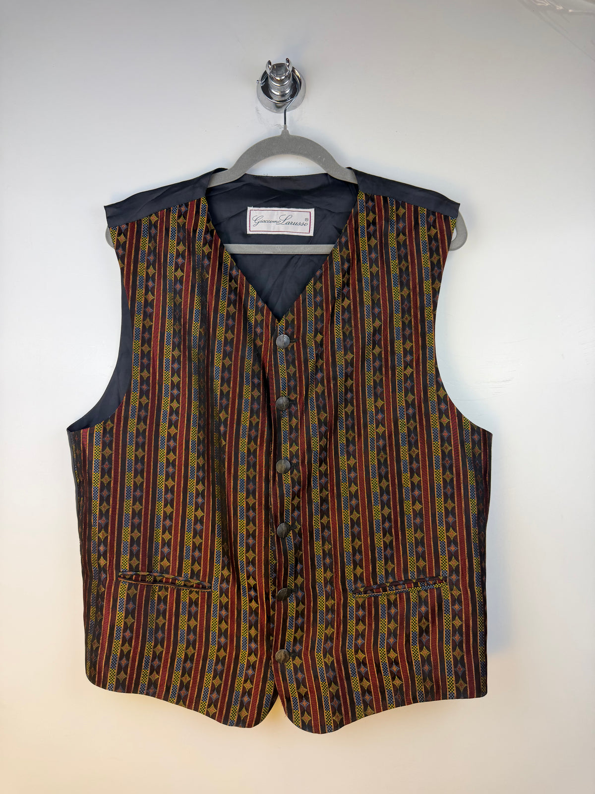 Gilet vintage Giacomo Larusso con fantasia geometrica