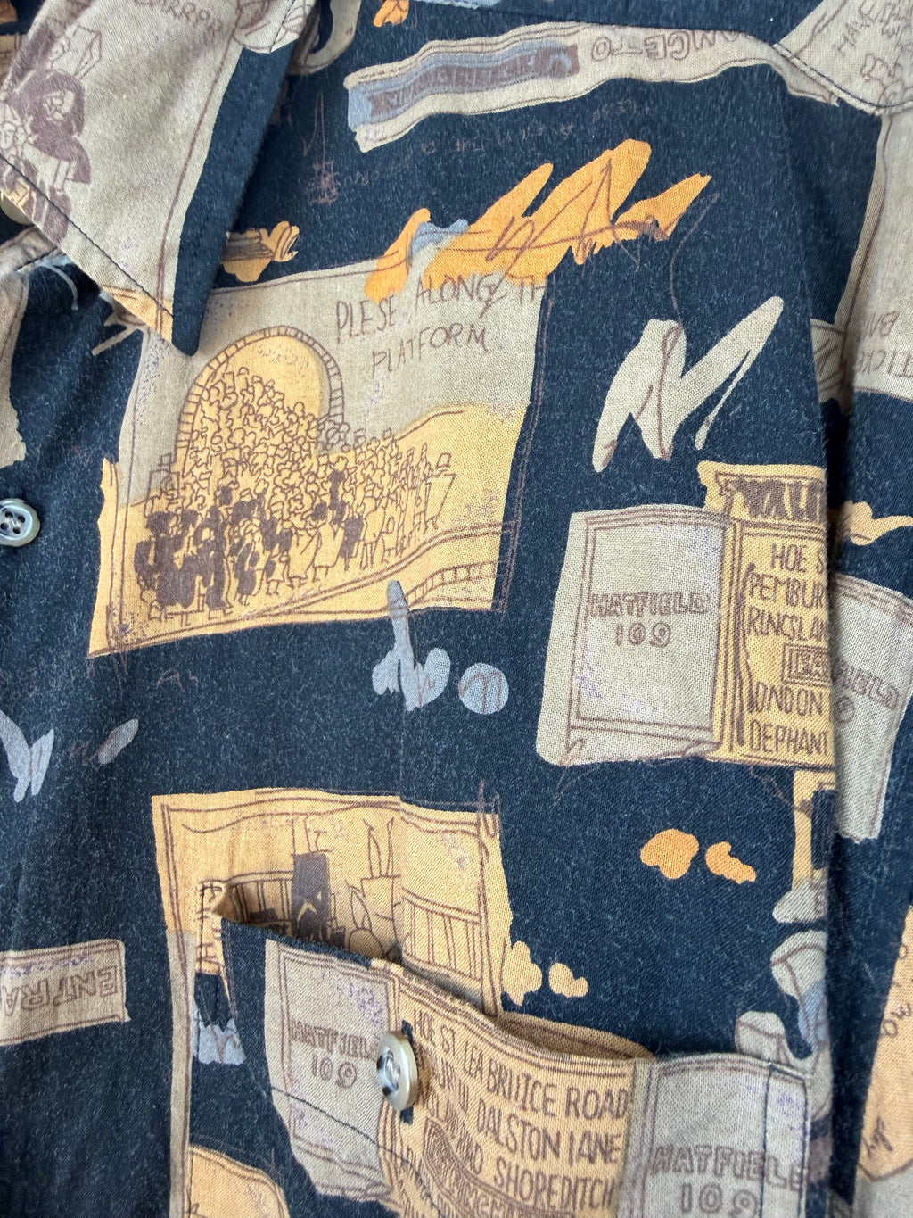 Camicia uomo vintage anni ’90 stampa collage – L