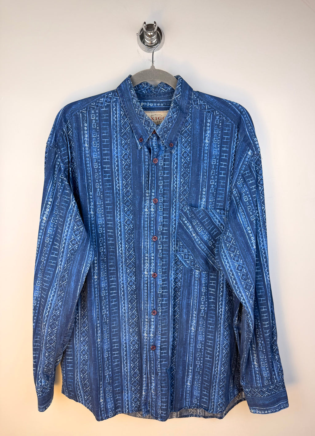 Vintage Exigo 90s Geometric Blue Shirt –