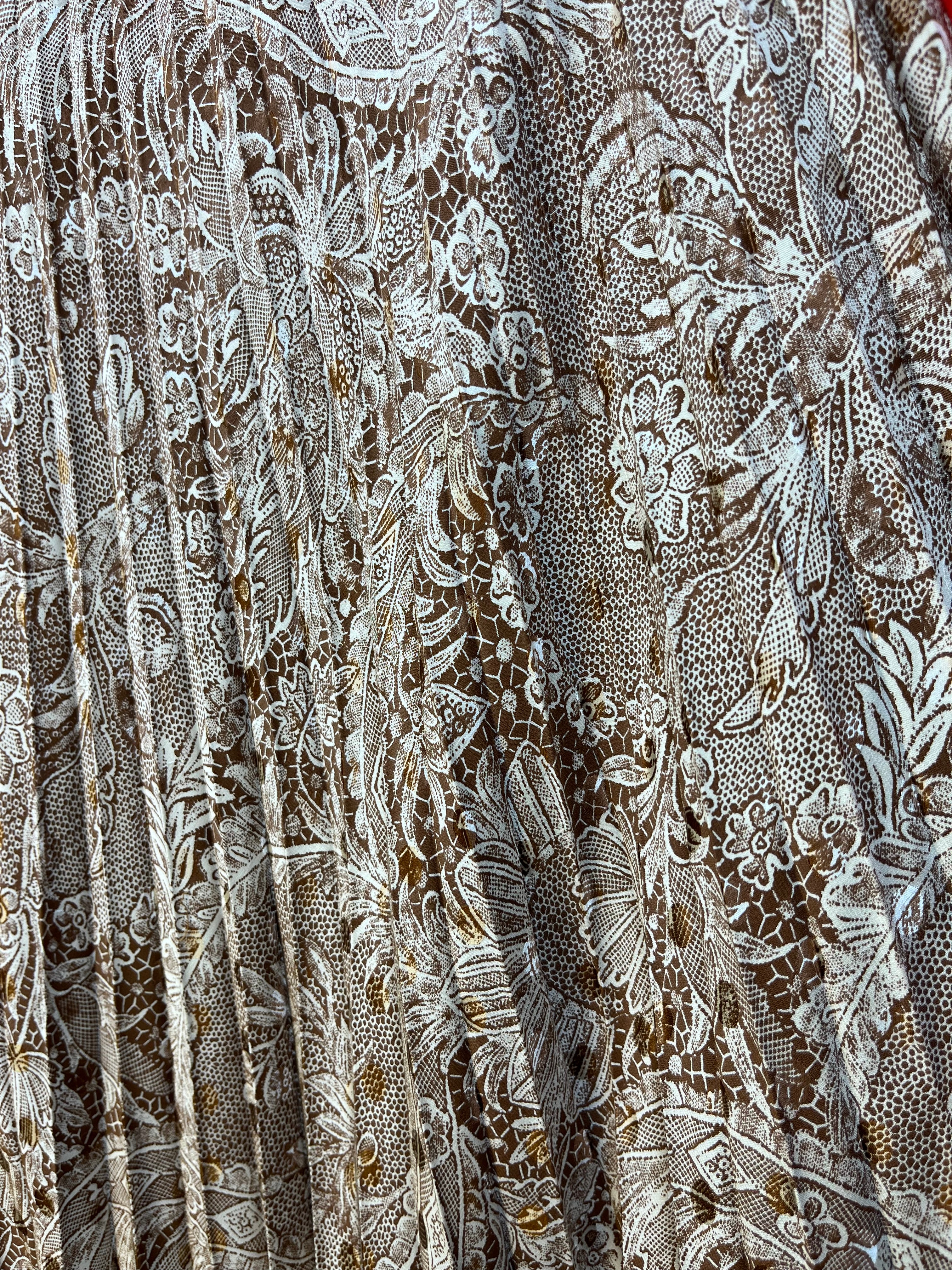 Vintage Silk Paisley Midi Skirt
