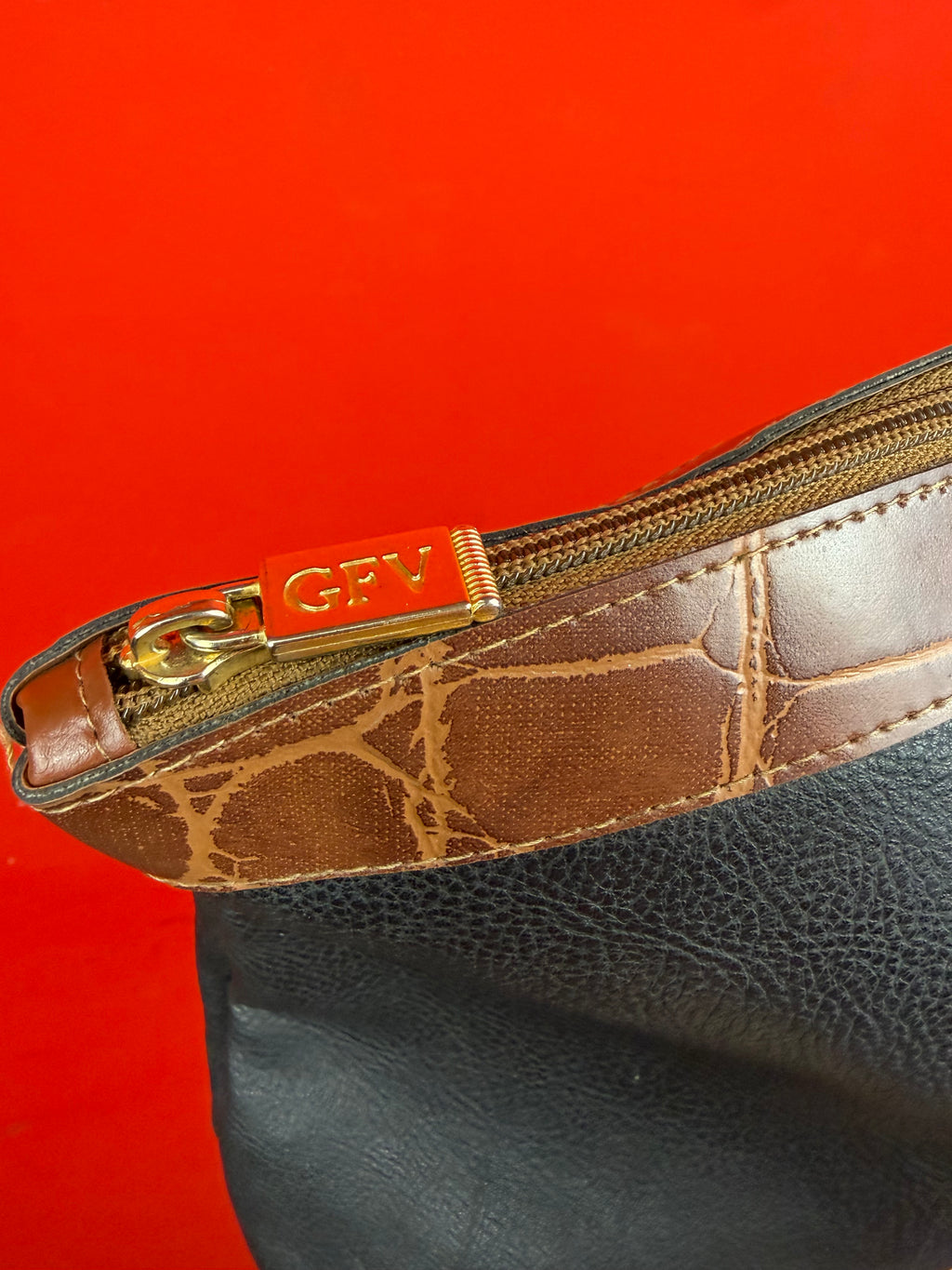 Vintage Gianfranco GV/GFV Clutch Bag Black & Brown