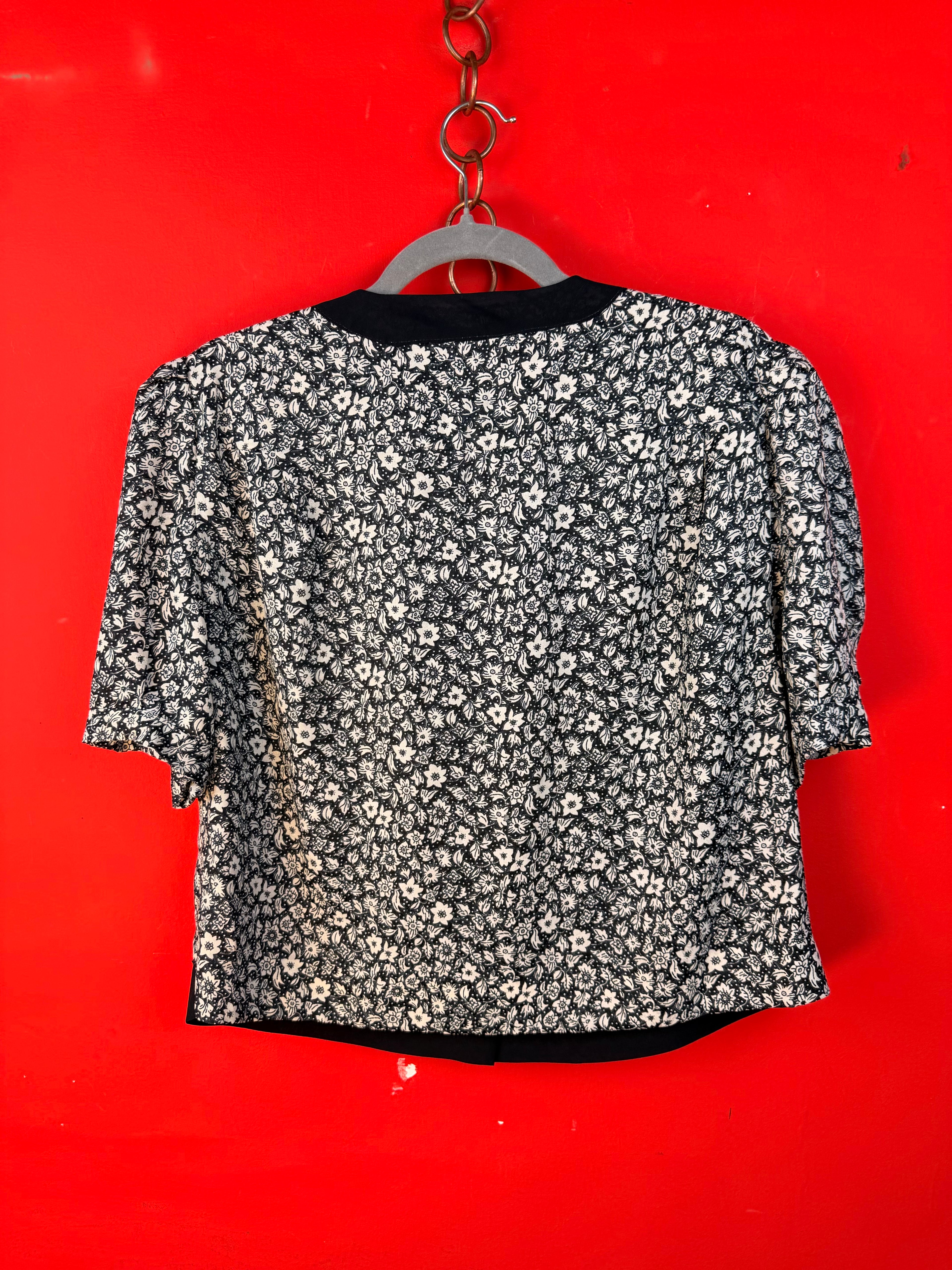 Vintage Floral Puff Sleeve Jacket