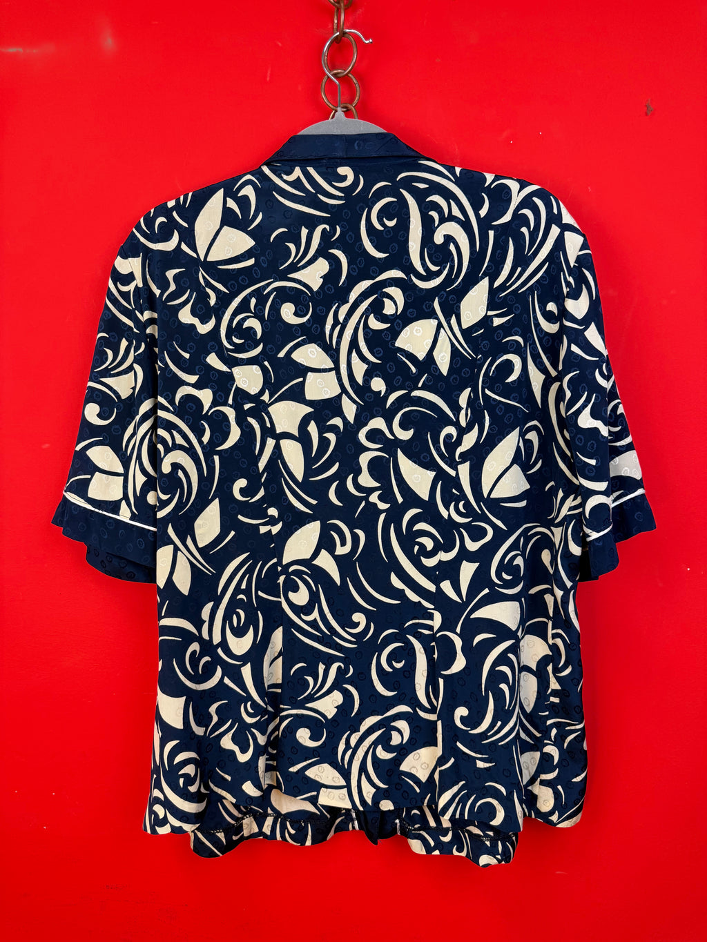 Camicia Vintage Made in Italy Fantasia Astratta Blu